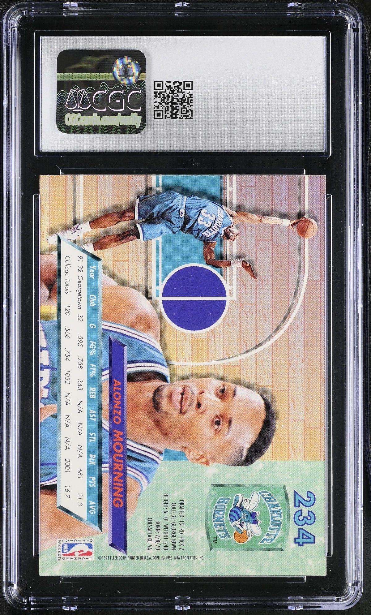 1992-93 Fleer Ultra Alonzo Mourning Rookie #234 CGC 9.5 Charlotte Hornets