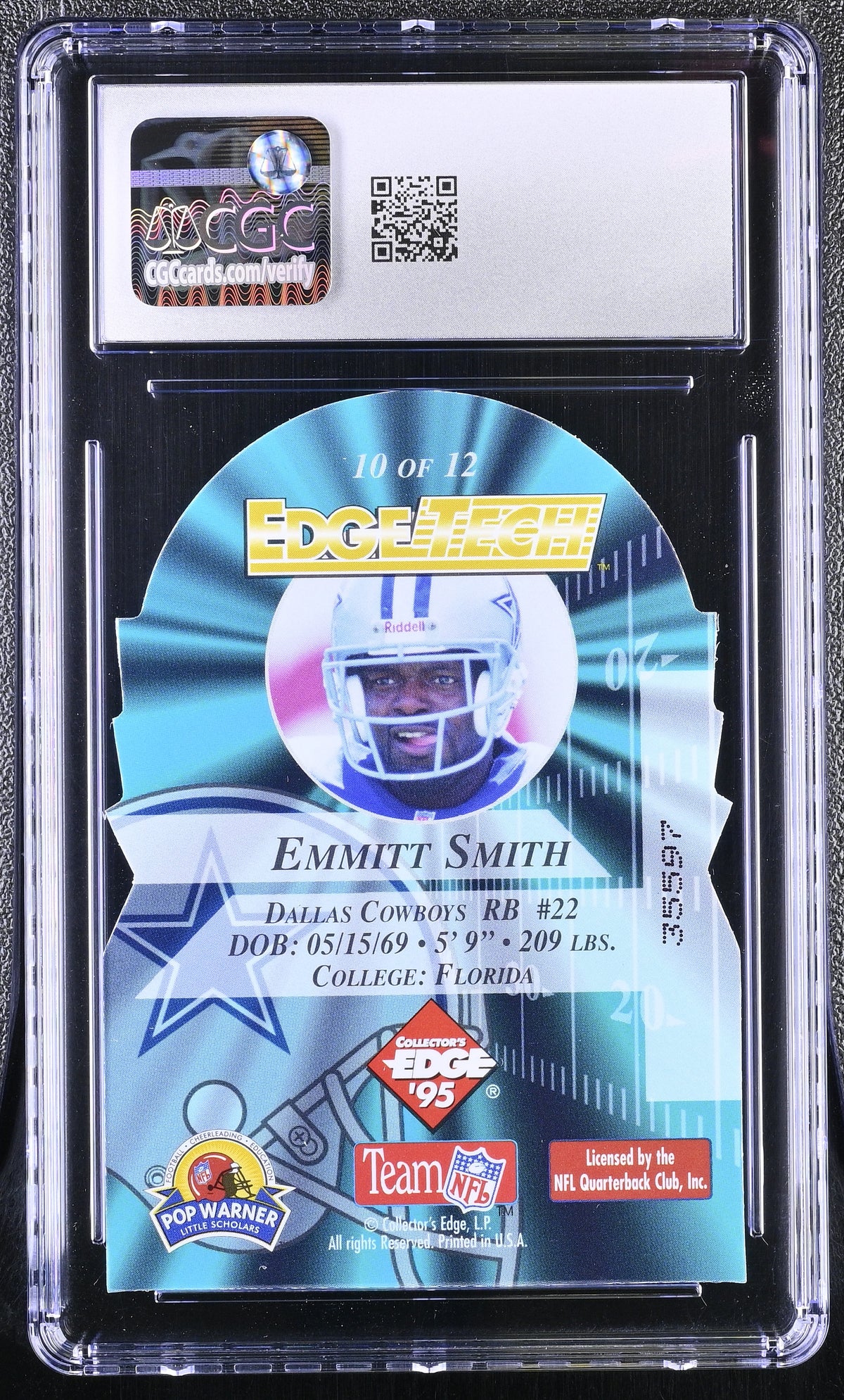 1995 Collector's Edge Instant Replay Emmitt Smith Die Cuts #10 CGC 9.5 Cowboys