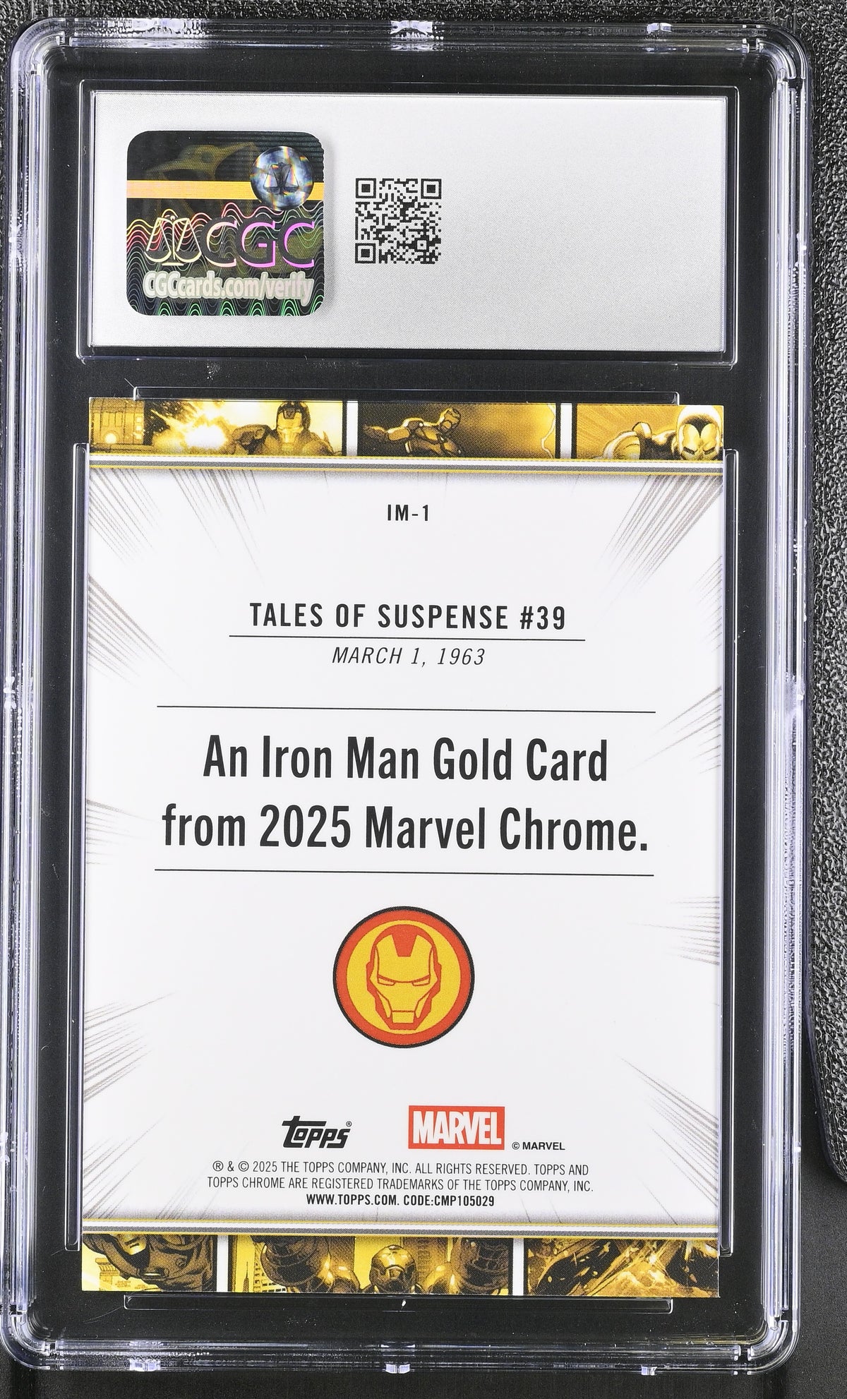 2025 Topps Marvel Chrome Tales of Suspense #39 #IM-1 Iron Man Gold CGC 10