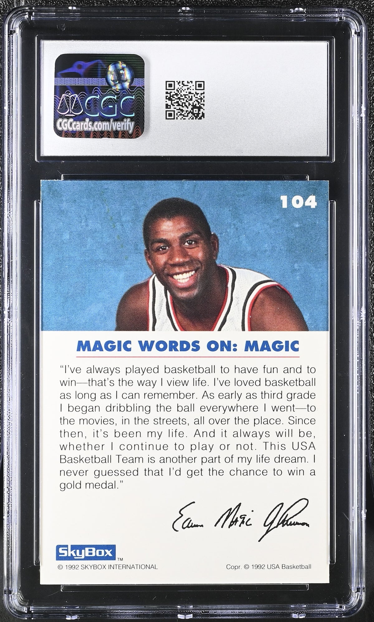 1992-93 Skybox Usa Magic on Magic #104 CGC 9 Los Angeles Lakers