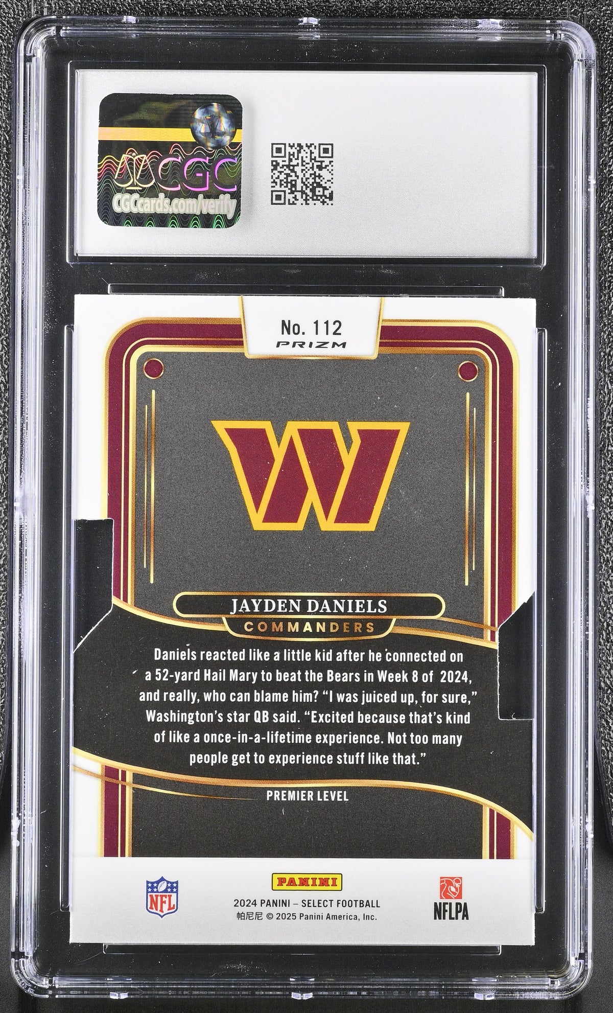 2024 Panini Select Jayden Daniels Silver Die-Cut Rookie #112 CGC 8.5 Commanders