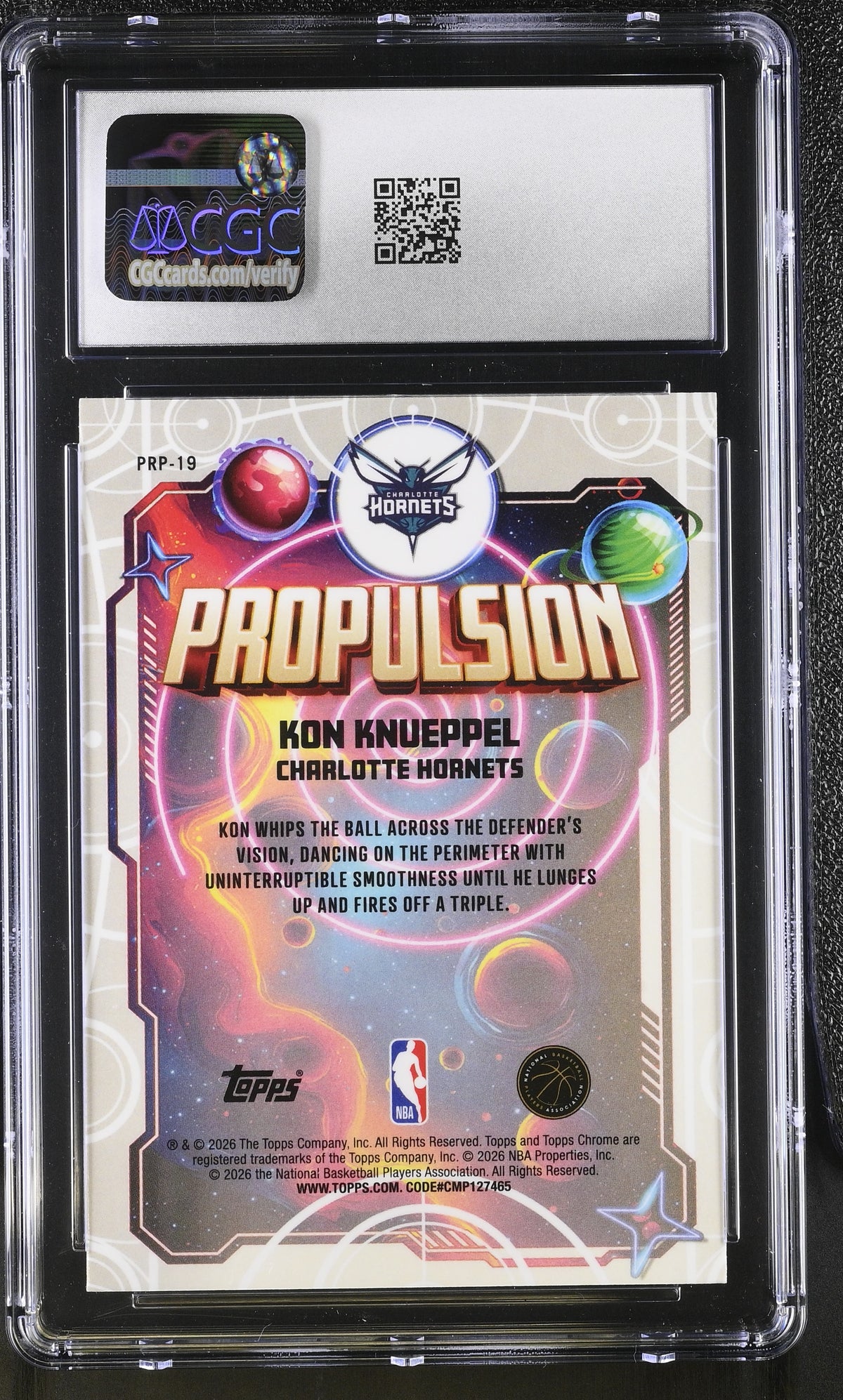 2025-26 Topps Cosmic Chrome Kon Knueppel Rookie Propulsion PRP-19 CGC 10 Hornets