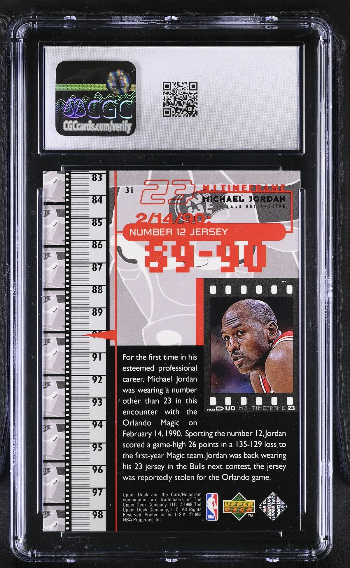 1998 Upper Deck MJ Living Legend Michael Jordan #31 CGC 9 Chicago Bulls