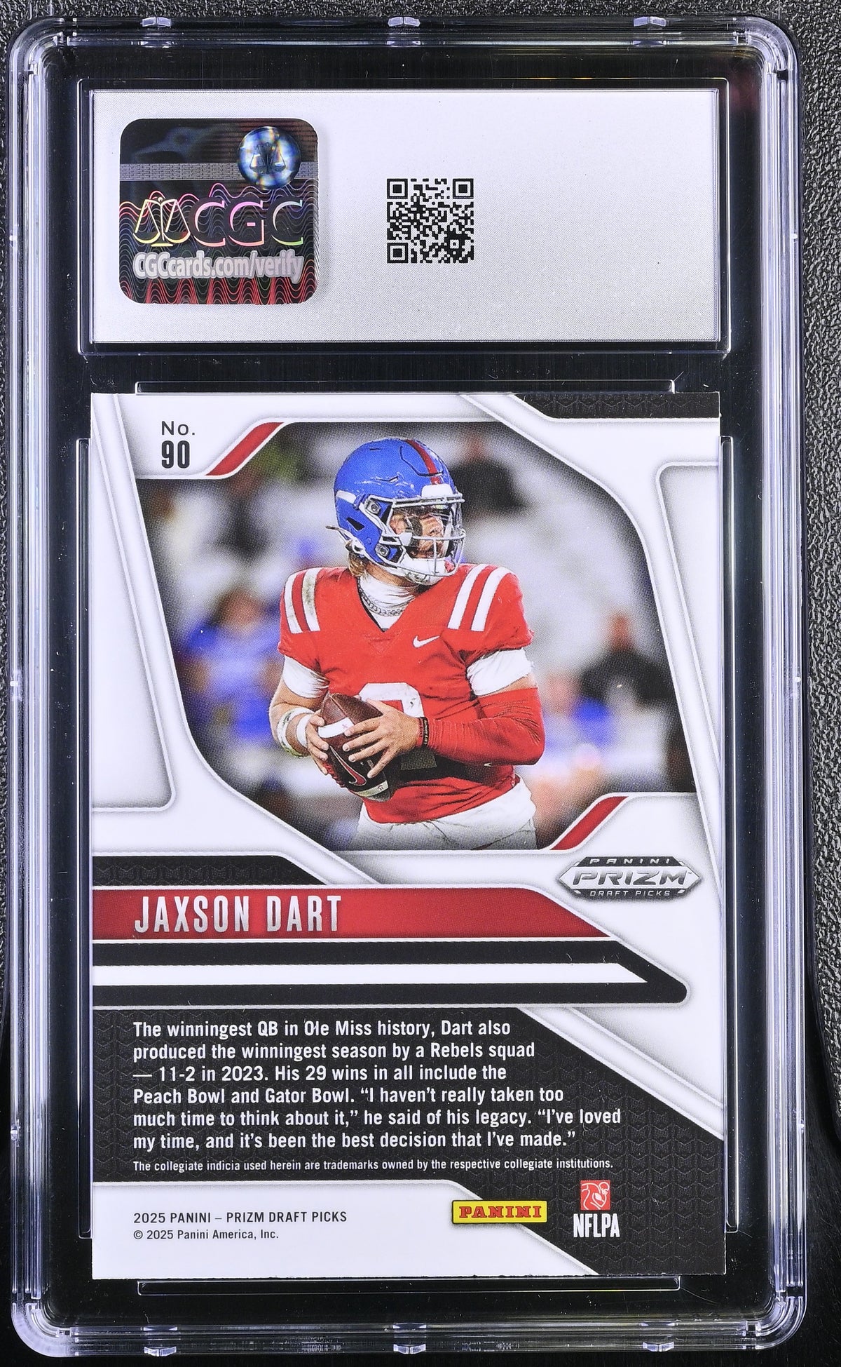 2025 Panini Prizm Draft Picks Jaxson Dart Rookie #90 CGC 10 Ole Miss Rebels