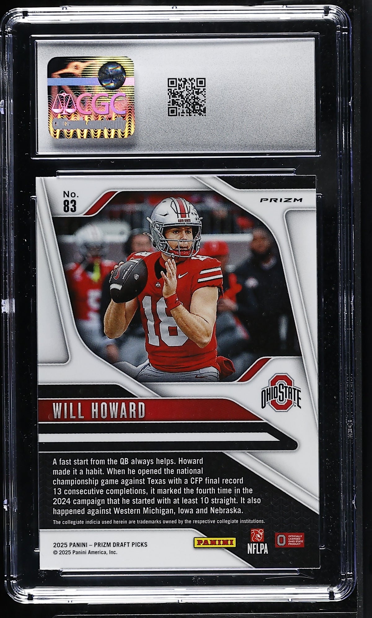 2025 Panini Prizm Draft Picks Will Howard Silver #83 CGC 9