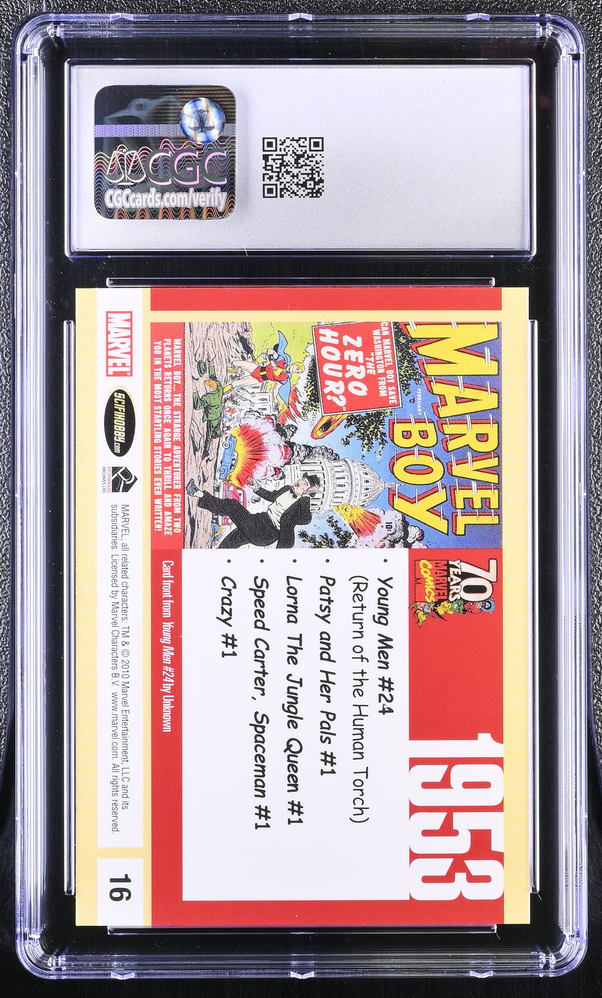 2010 70 Years Of Marvel Comics Marvel Boy #16 Metallic Ink Parallel CGC 9.5