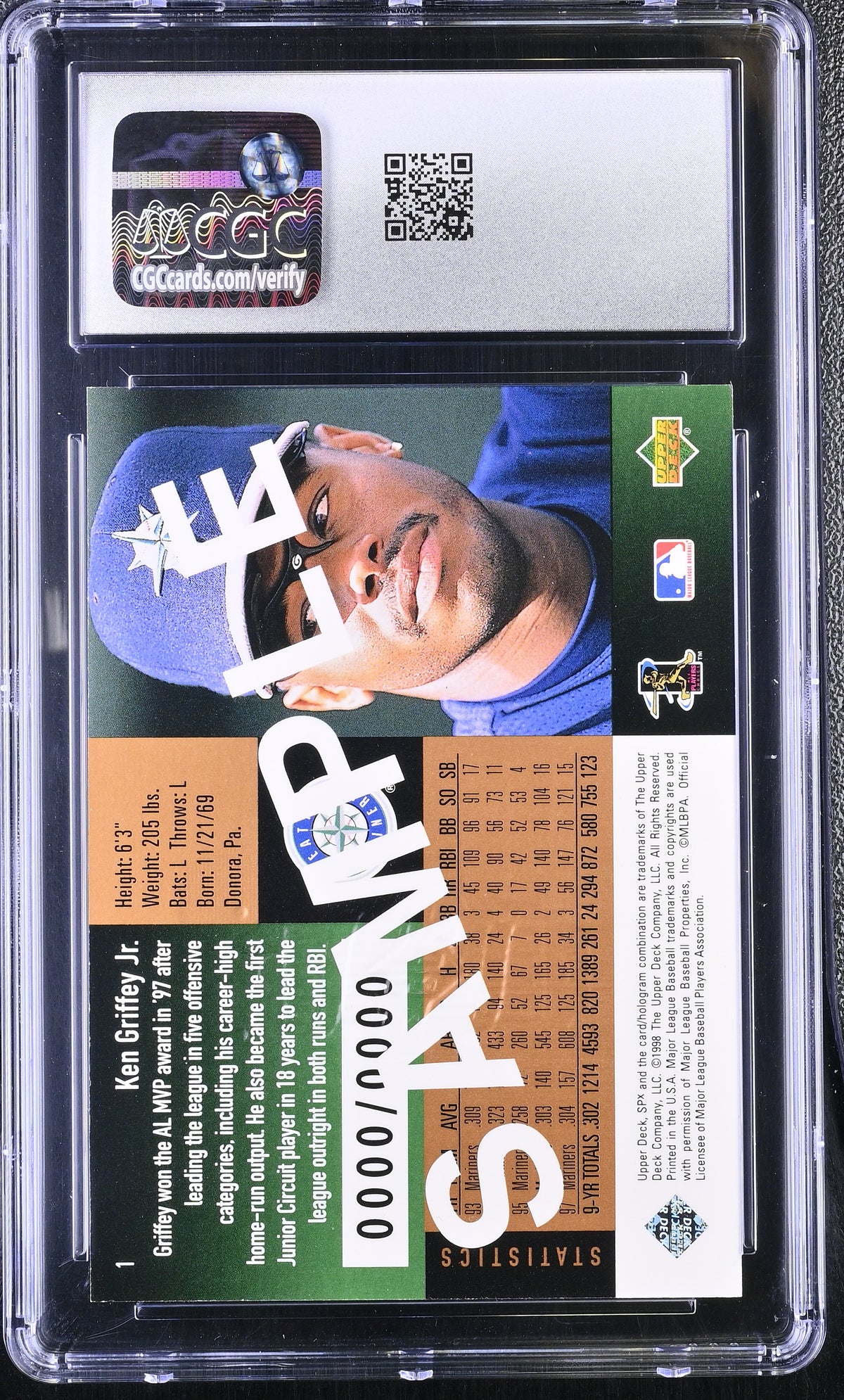 1998 SPX Finite Ken Griffey Jr. Sample #1 CGC 6 Seattle Mariners