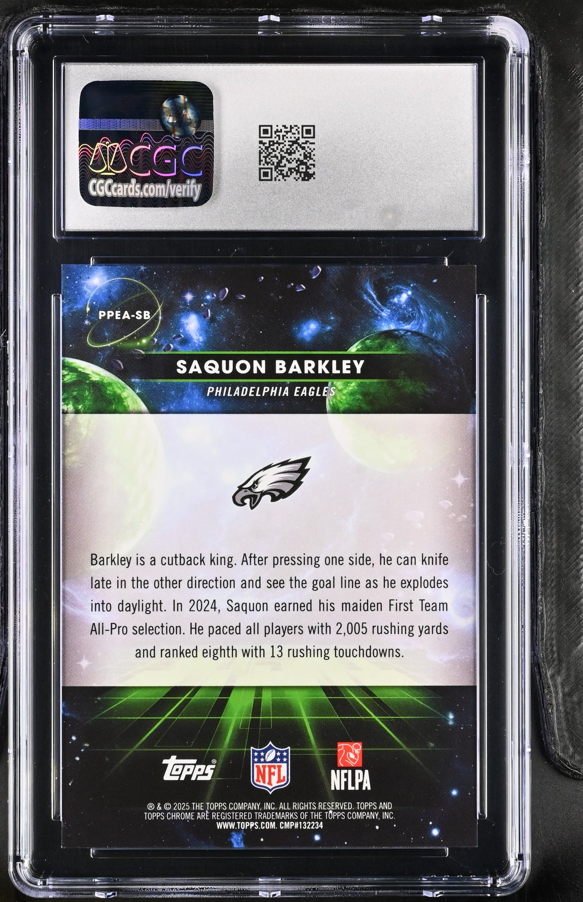 2025 Topps Cosmic Chrome Saquon Barkley Planetary Pursuit Earth CGC 10 Eagles