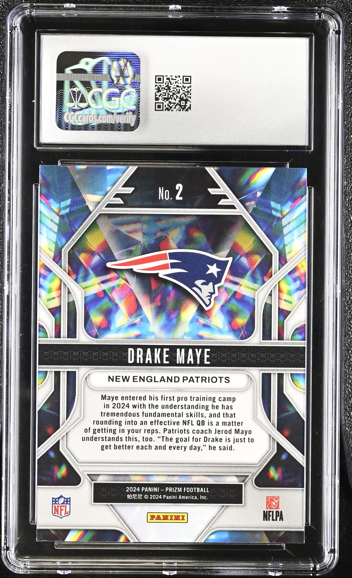 2024 Panini Prizm Drake Maye Rookie Prizmatic #2 CGC 10 New England Patriots