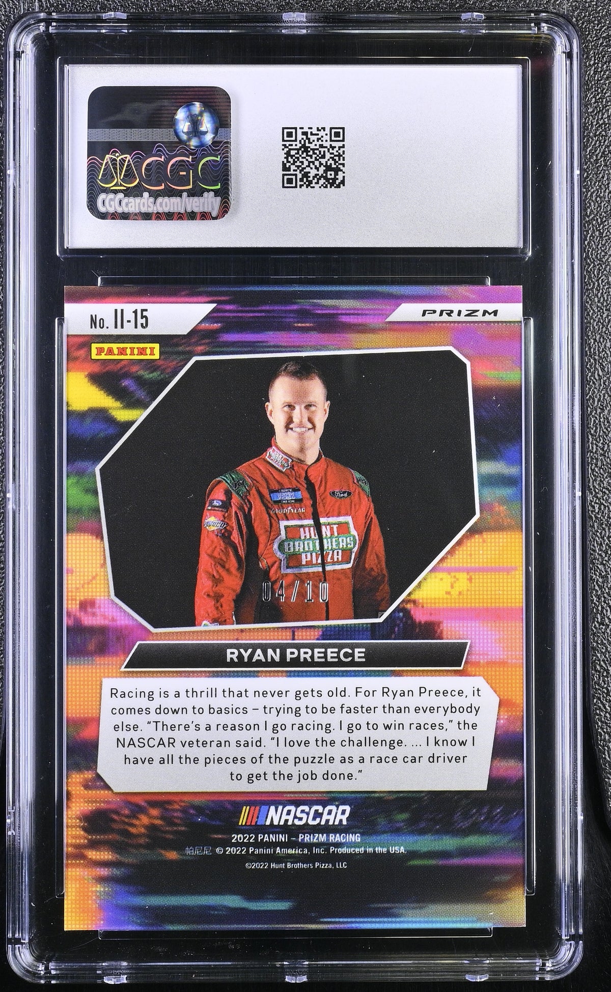 2022 Panini Prizm Ryan Preece Gold /10 Instant Impact #II-15 CGC 10