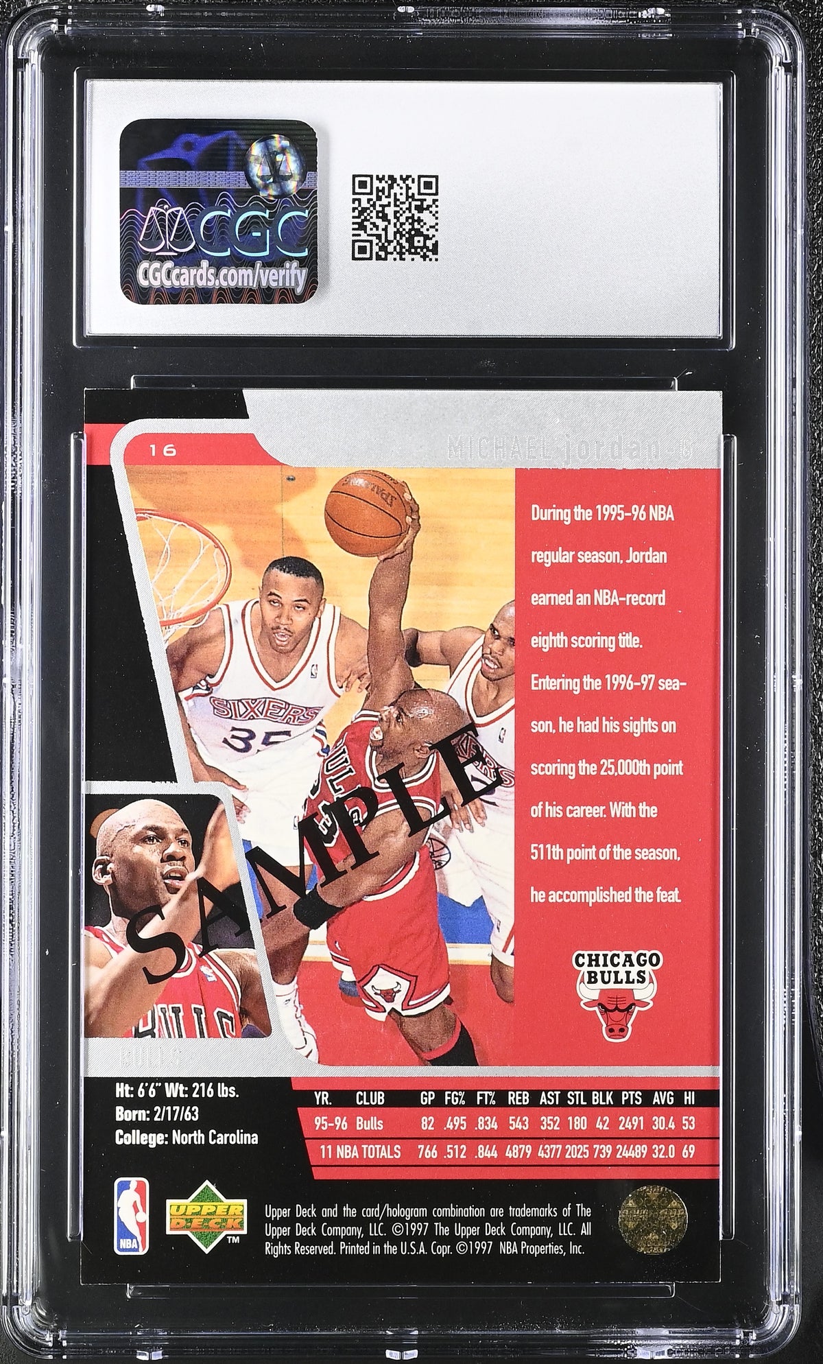 1996-97 SP Michael Jordan Sample #16 CGC 8.5 Chicago Bulls