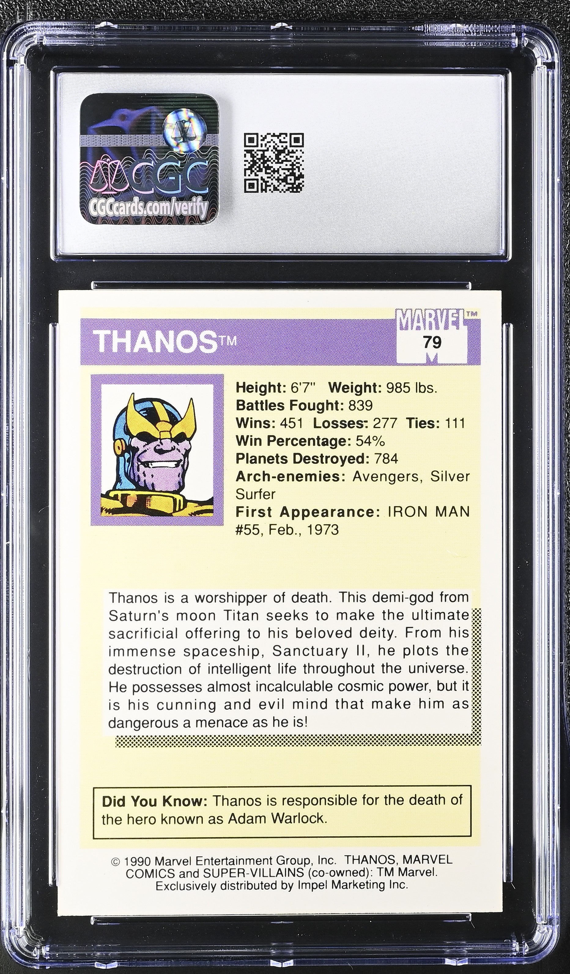 1990 Impel Marvel Universe Series I Thanos #79 CGC 9.5