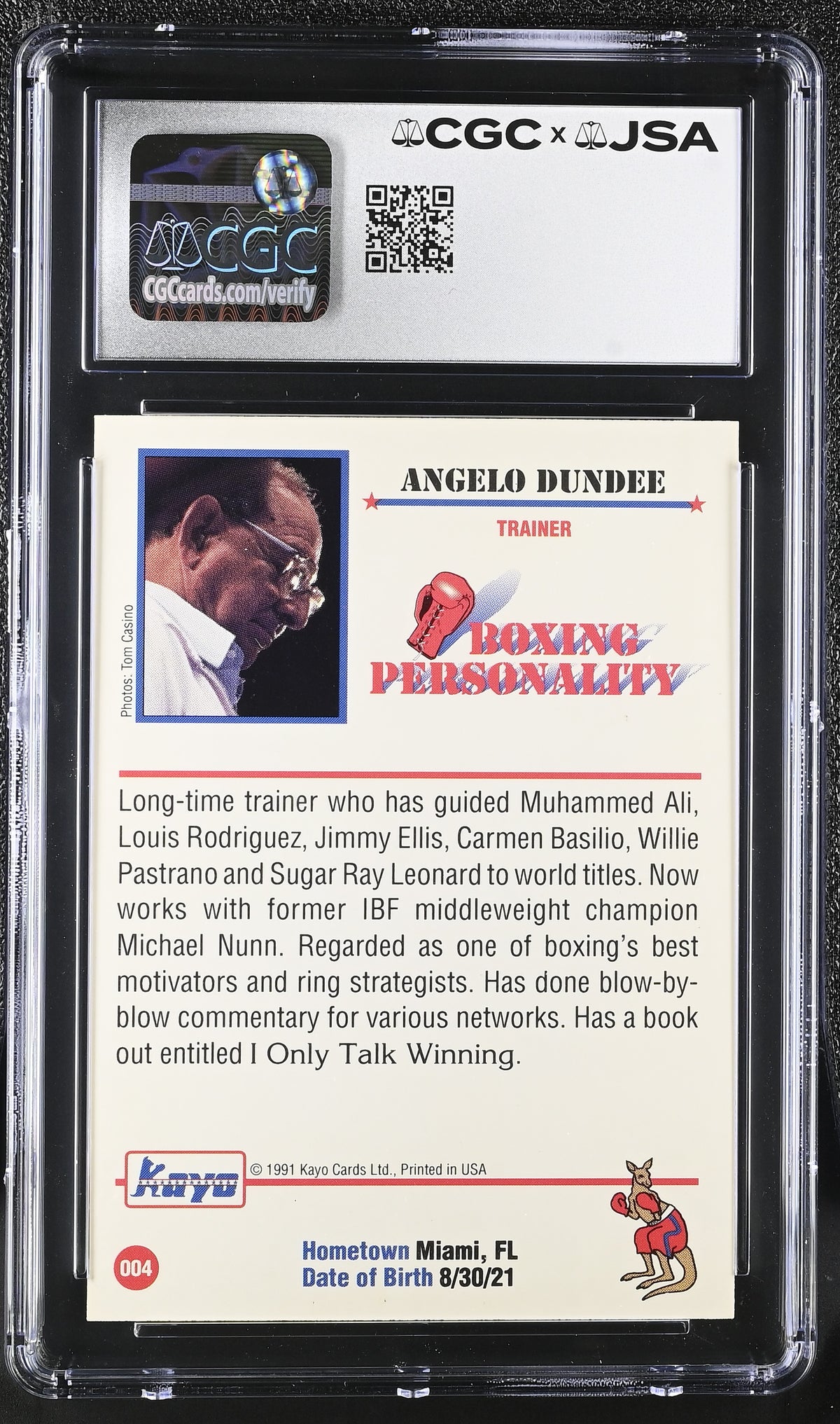 1991 Kayo Angelo Dundee #004 Auto Autograph CGC Authentic JSA