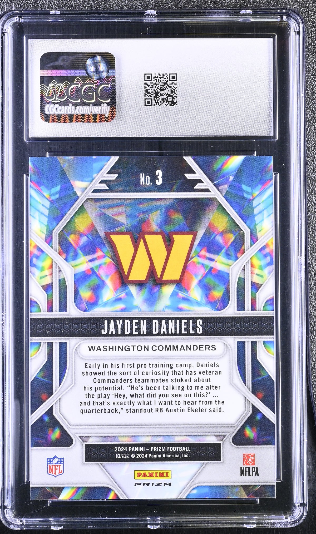 2024 Panini Prizm Jayden Daniels Green Ice Rookie Prizmatic #3 CGC 10 Commanders