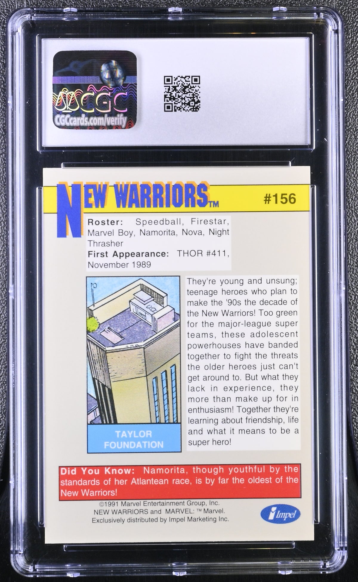 1991 Impel Marvel Universe Series II New Warriors #156 Teams CGC 9.5