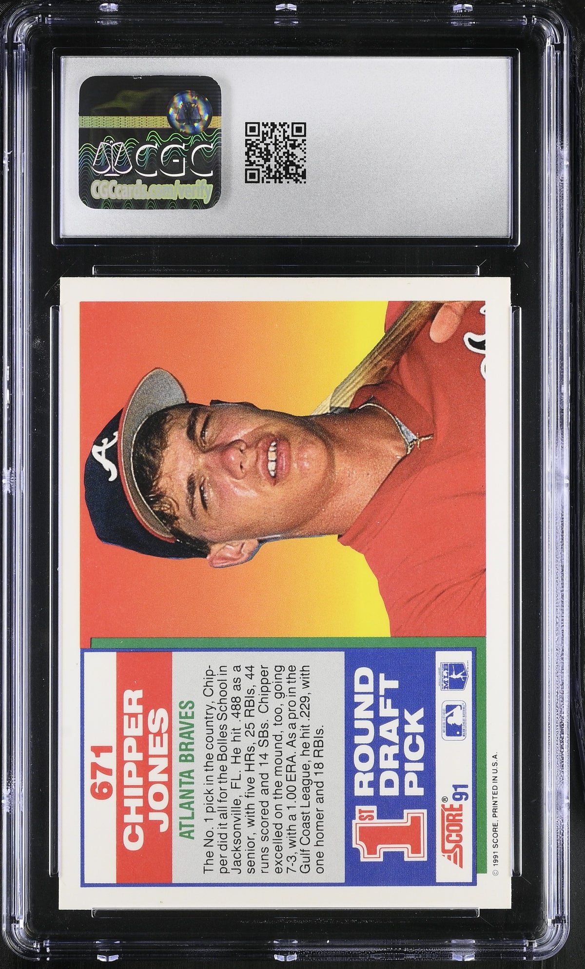 1991 Score Chipper Jones Rookie #671 CGC 9.5 Atlanta Braves