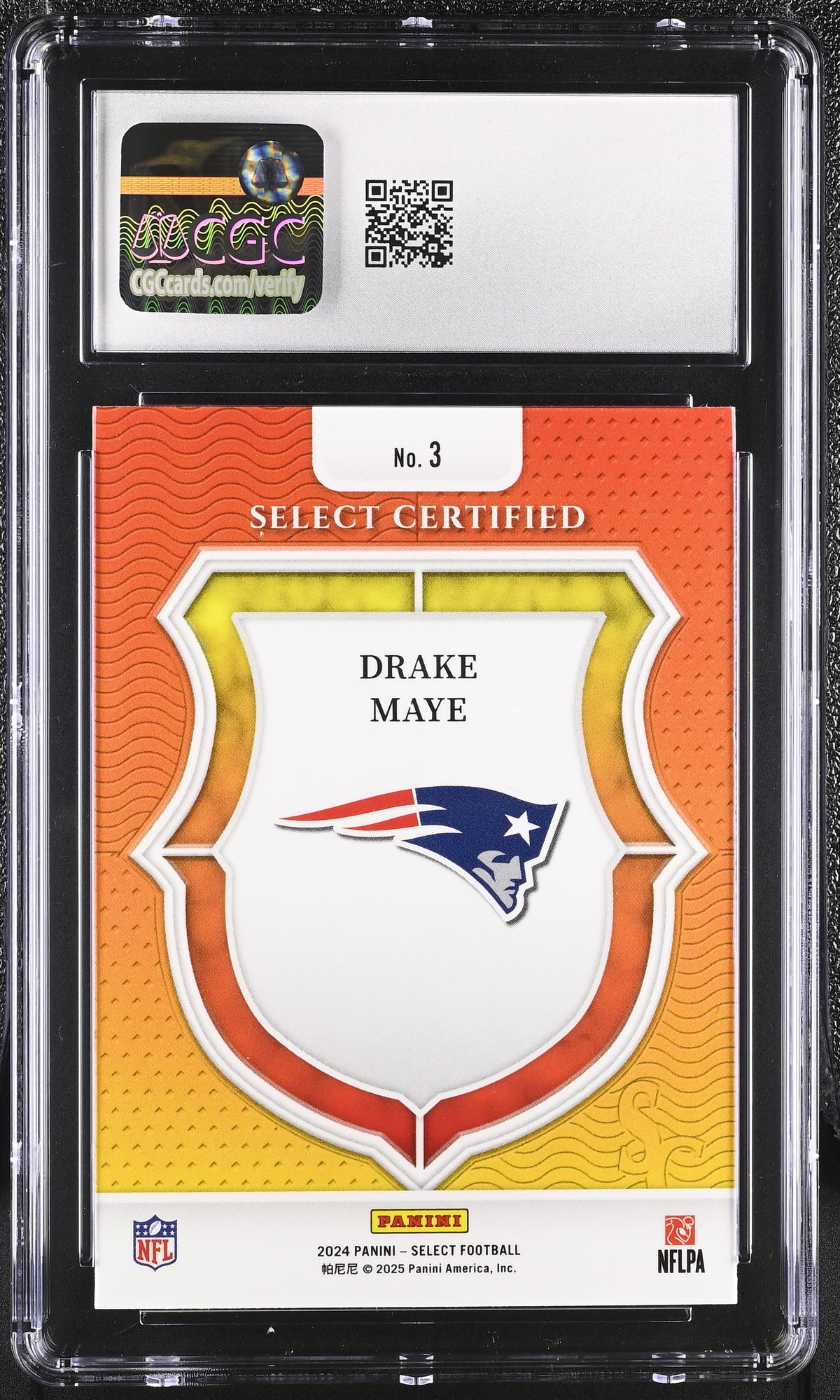 2024 Panini Select Drake Maye Select Certified Rookies #3 CGC 10 Patriots