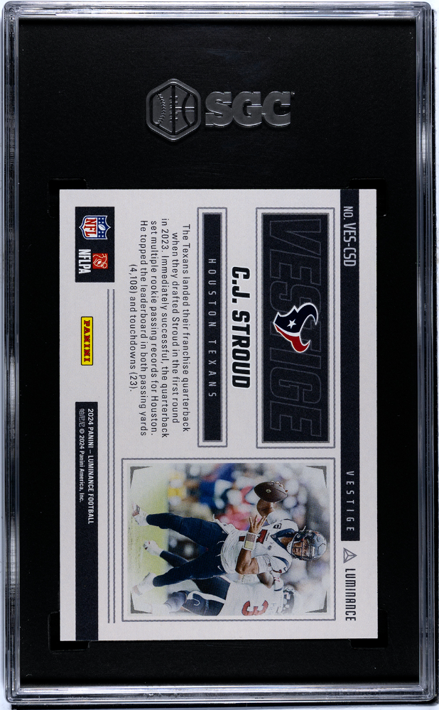 2024 Panini Luminance CJ Stroud Vestige Orange /100 #VES-CSO SGC 10 Texans