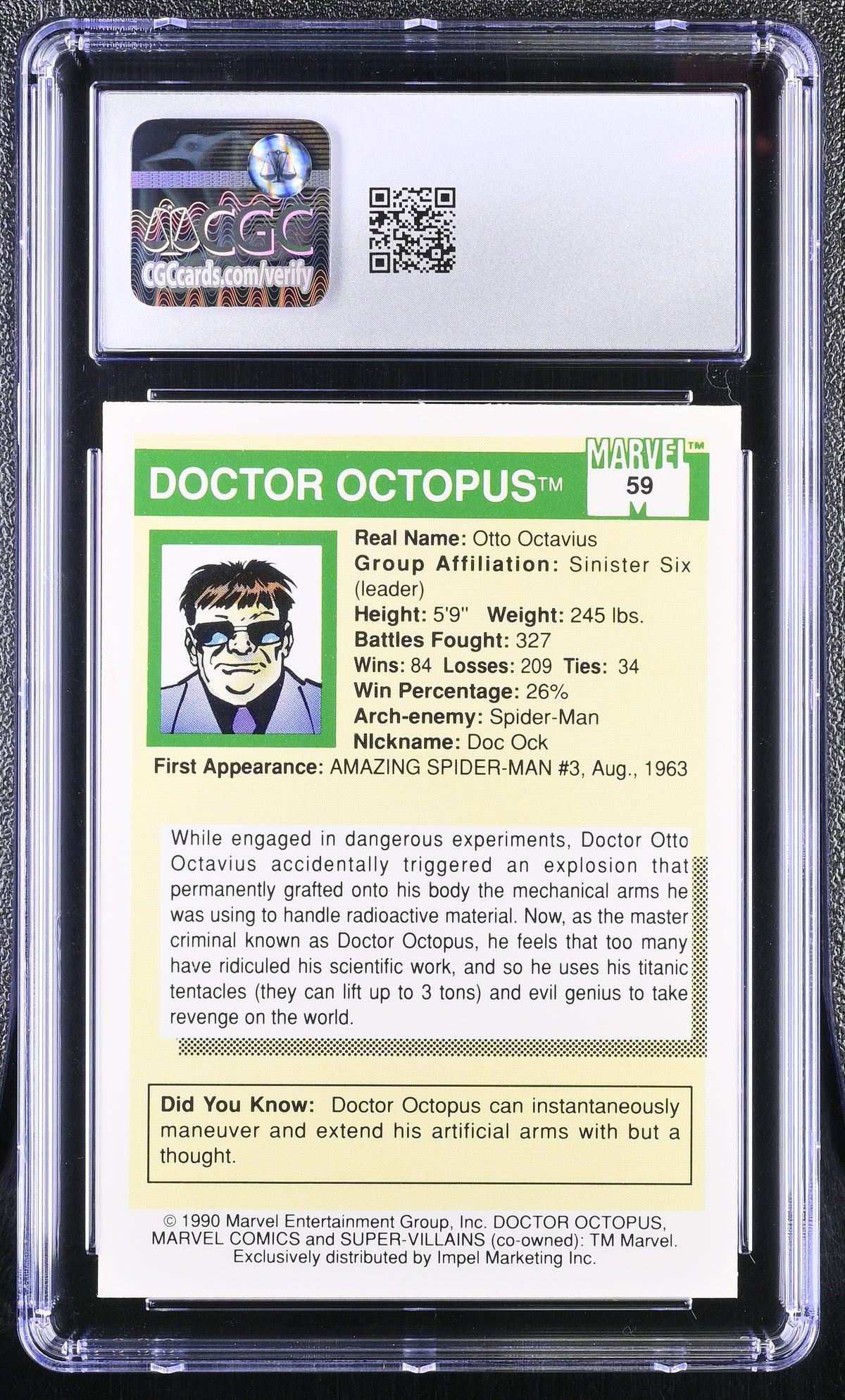 1990 Impel Marvel Universe Series I Doctor Octopus #59 CGC 9.5