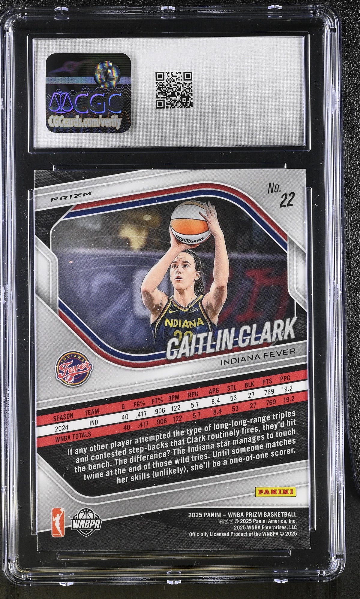 2025 Panini Prizm WNBA Caitlin Clark Silver #22 CGC 9 Indiana Fever