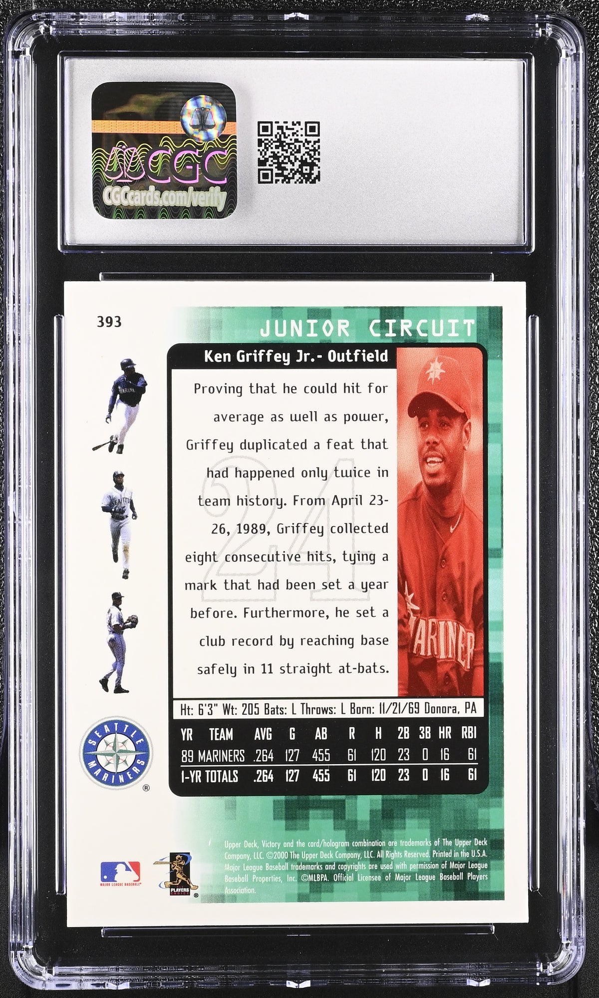 2000 Upper Deck Victory Ken Griffey Jr. #393 CGC 10 Seattle Mariners