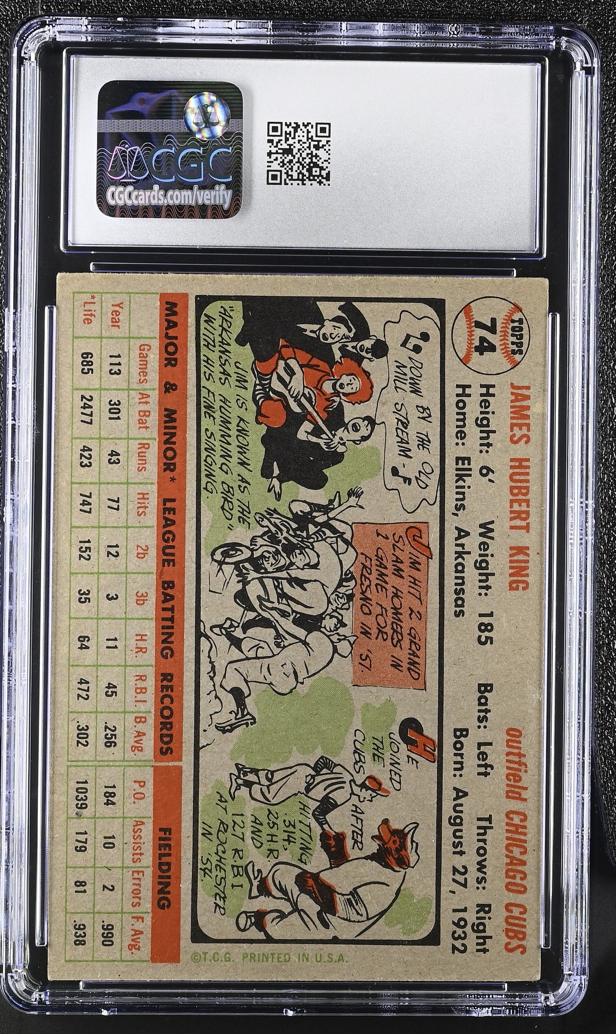 1956 Topps Jim King #74 Gray Back CGC 5