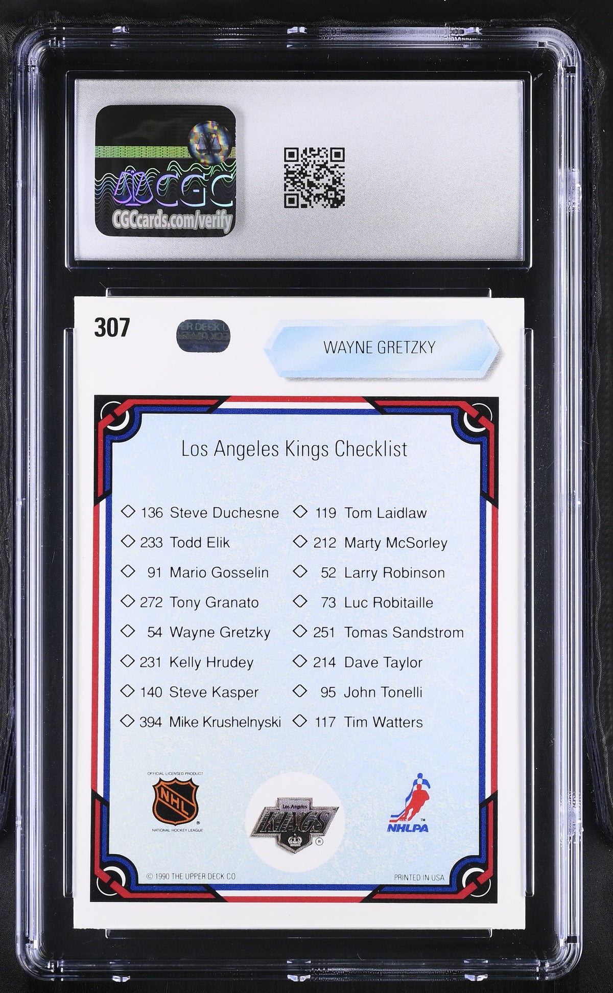 1990-91 Upper Deck Wayne Gretzky Team Checklist #307 CGC 9 Los Angeles Kings