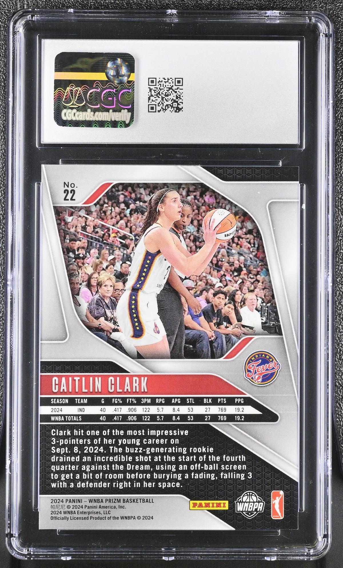 2024 Panini Prizm WNBA Caitlin Clark #22 CGC 10 Indiana Fever