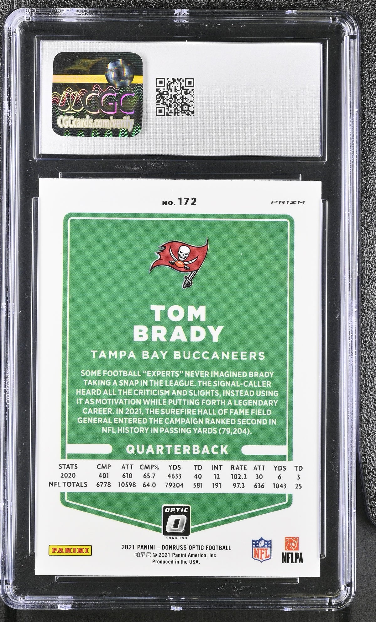 2021 Donruss Optic Tom Brady Holo #172 CGC 10 Ohio State Buckeyes