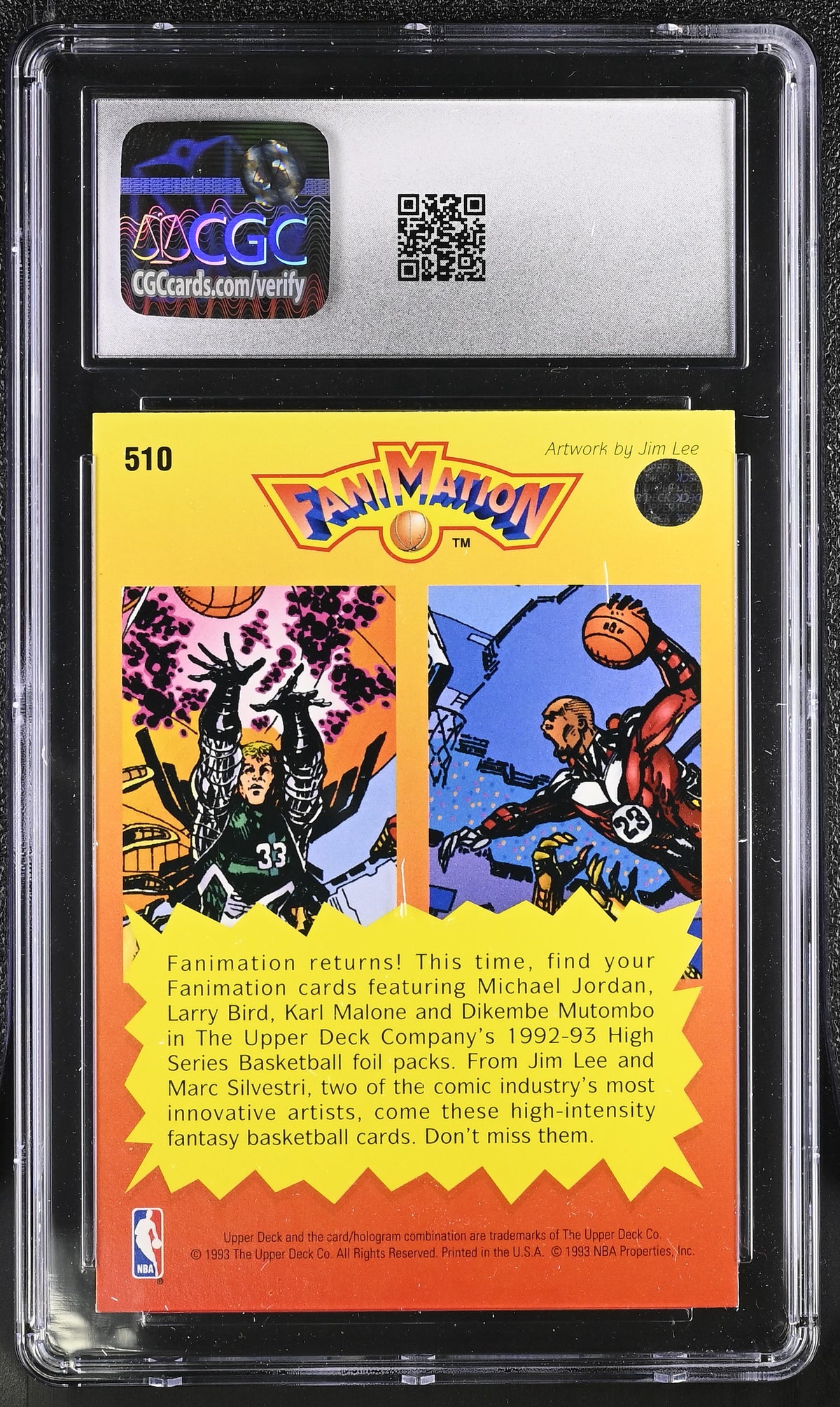 1992-93 Upper Deck Larry Bird/Michael Jordan Fanimation #510 CGC 9