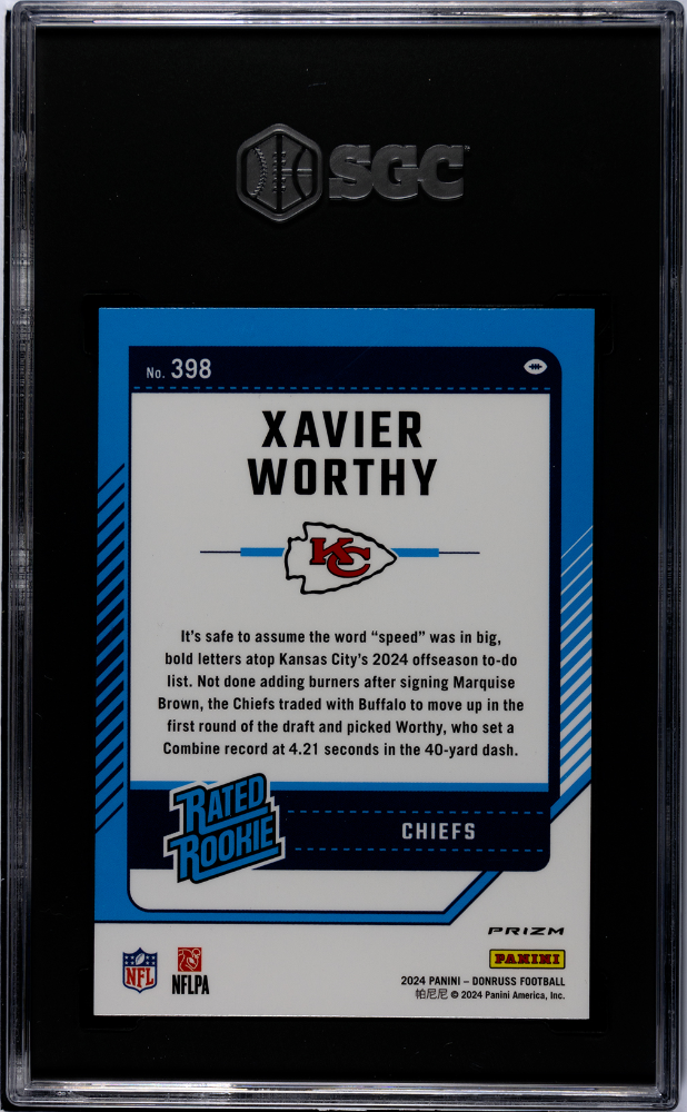 2024 Donruss Xavier Worthy Optic Preview Pink Prizm Rookie #398 SGC 9.5 Chiefs