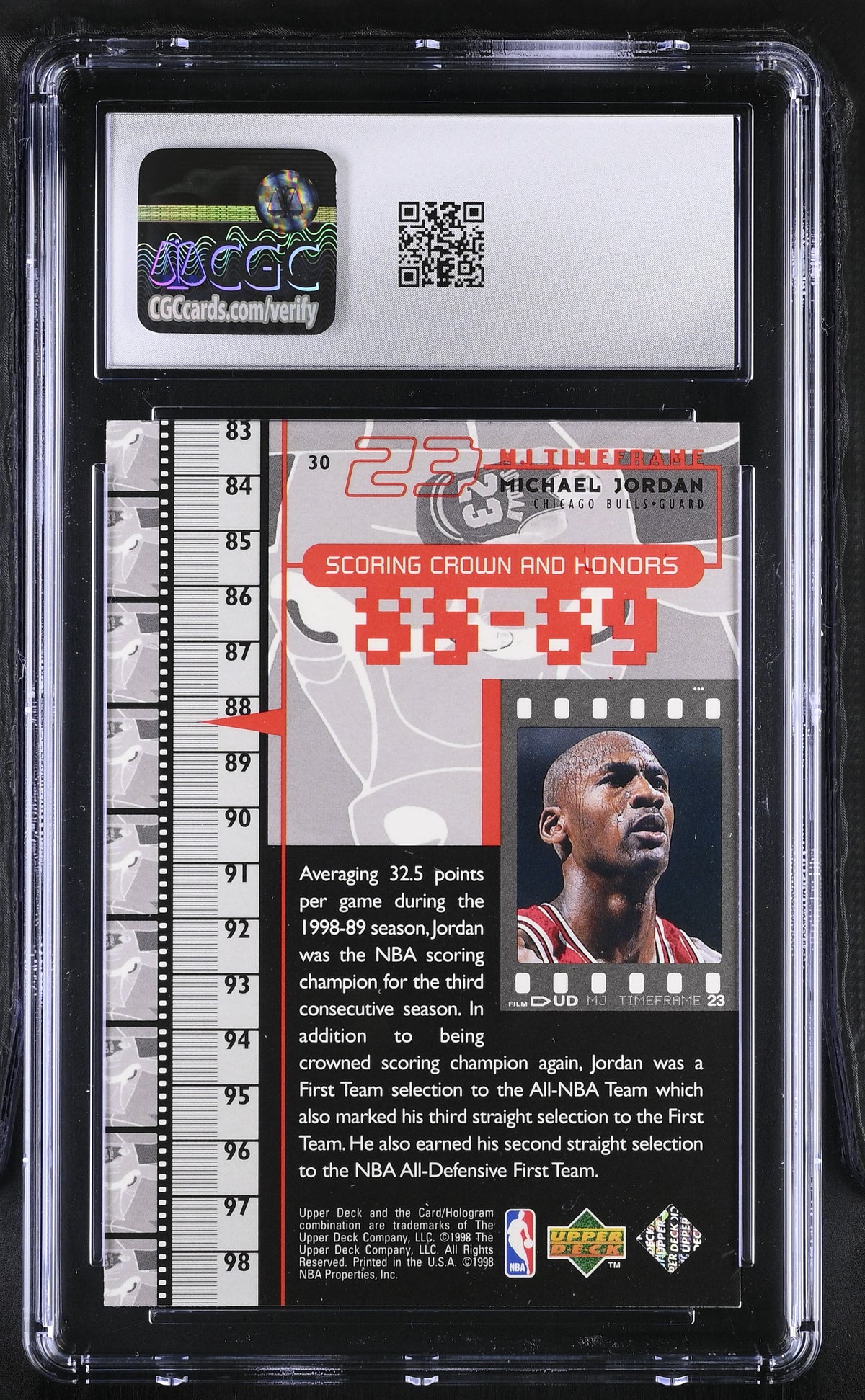 1998 Upper Deck MJ Living Legend Michael Jordan #30 CGC 9 Chicago Bulls
