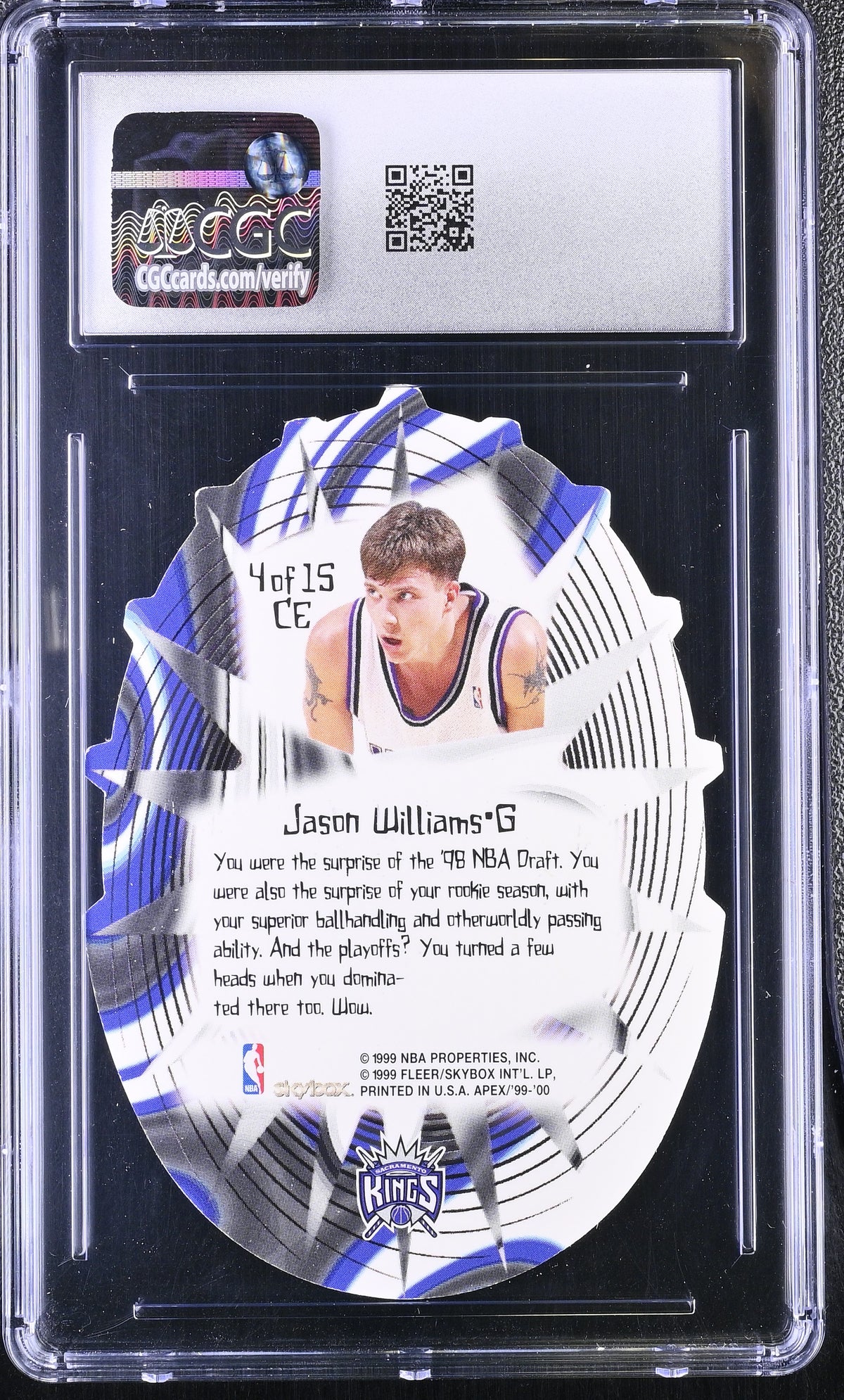1999-00 Skybox Apex Jason Williams Cutting Edge #4CE CGC 9.5 Sacramento Kings