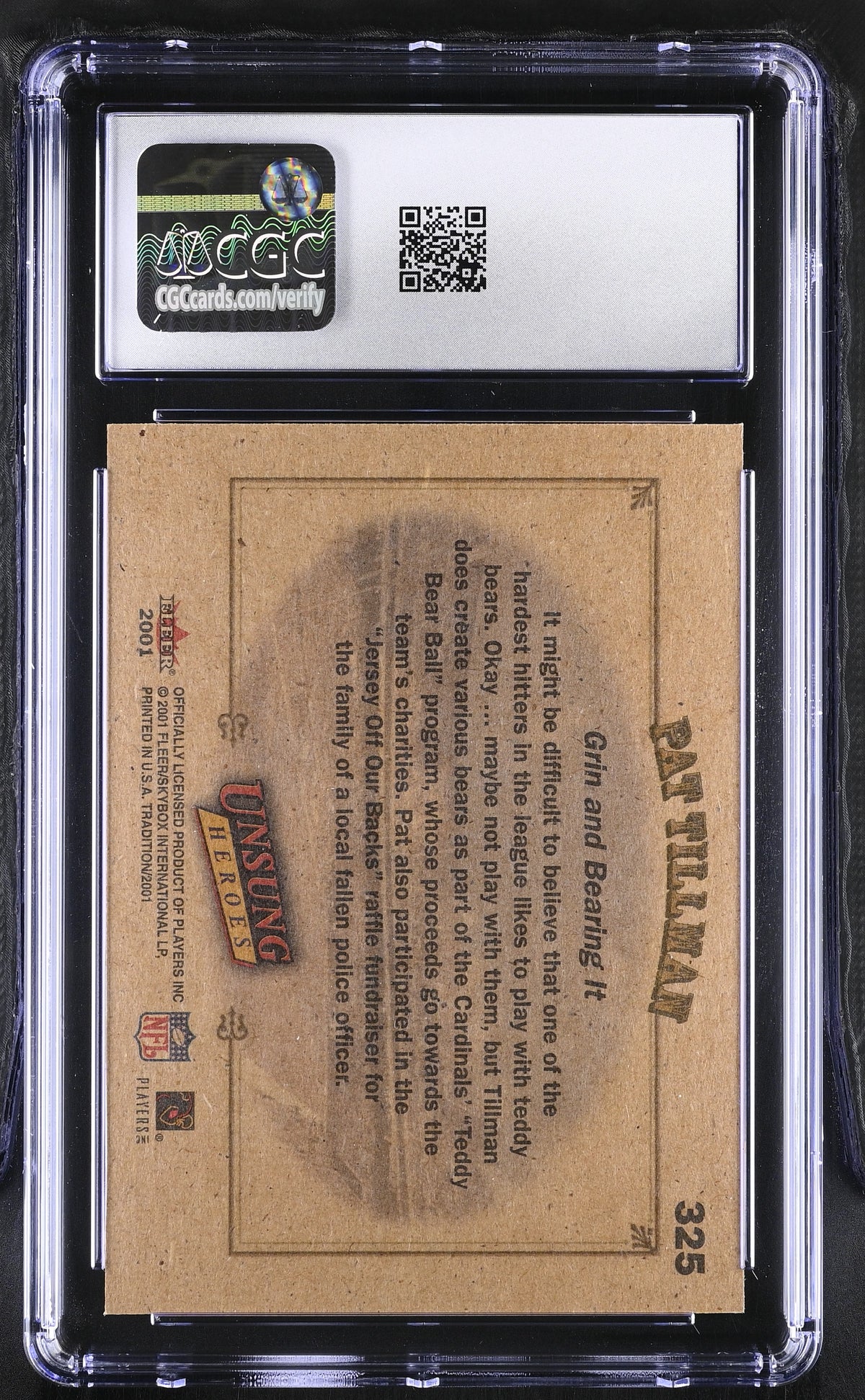 2001 Fleer Tradition Pat Tillman Unsung Heroes #325 CGC 8.5 Arizona Cardinals