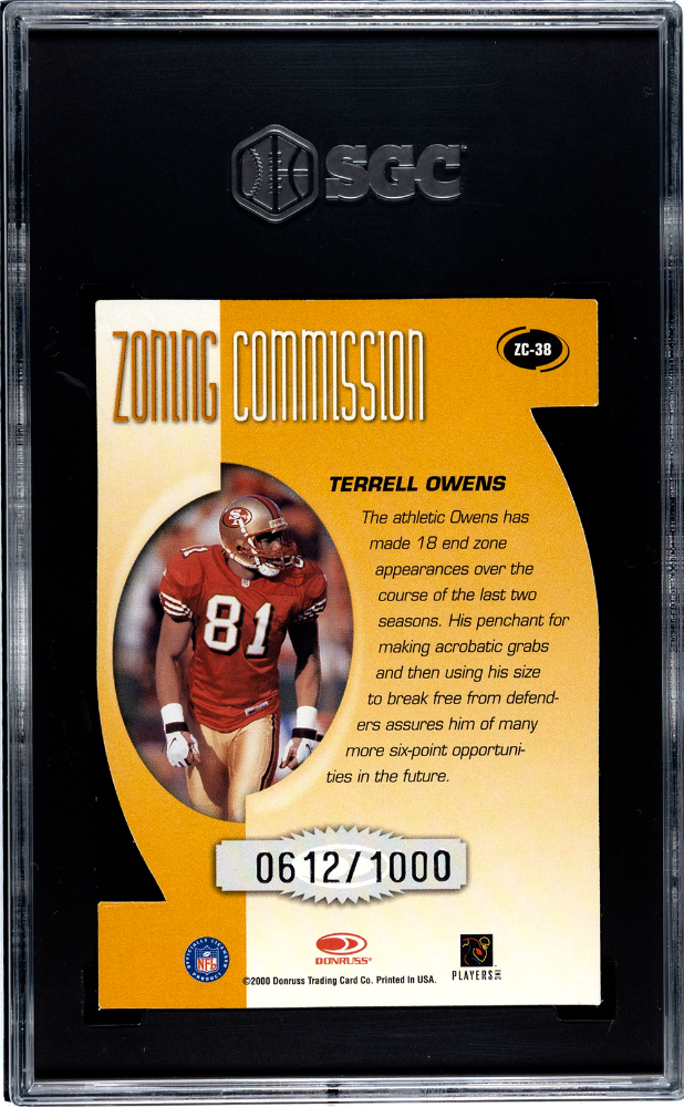 2000 Donruss Terrell Owens Zoning Commission 612/1000 #ZC-38 SGC 8.5 49ers