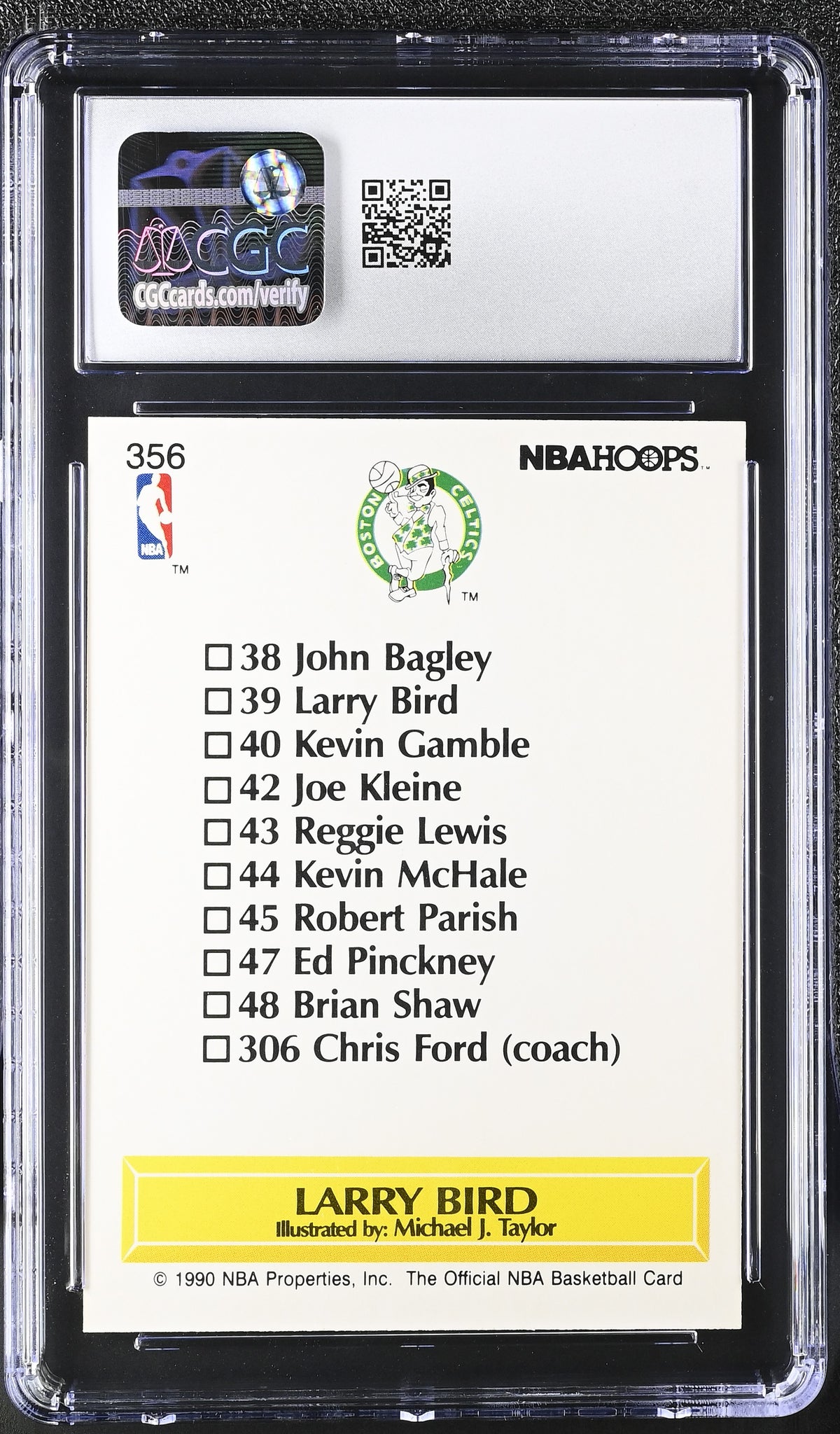 1990-91 Hoops Larry Bird Team Checklist #356 CGC 9.5 Boston Celtics