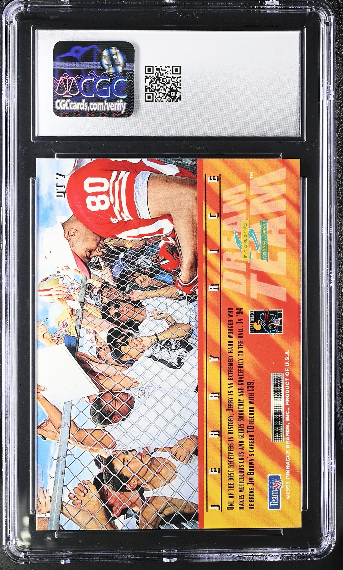 1995 Score Jerry Rice Dream Team #DT7 CGC 10 San Francisco 49ers