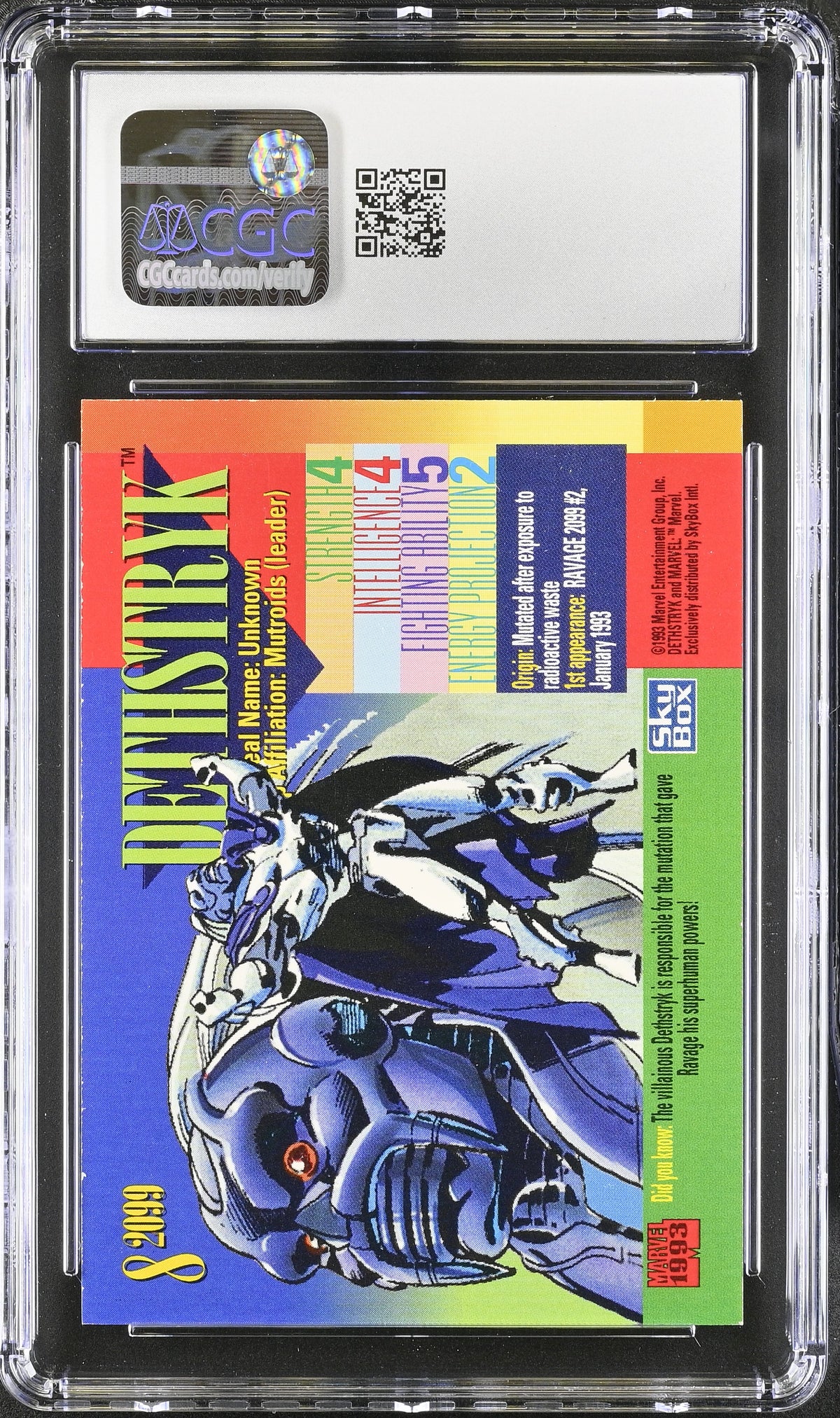 1993 Skybox Marvel Universe Series IV Dethstryk #8 Red Foil CGC 9