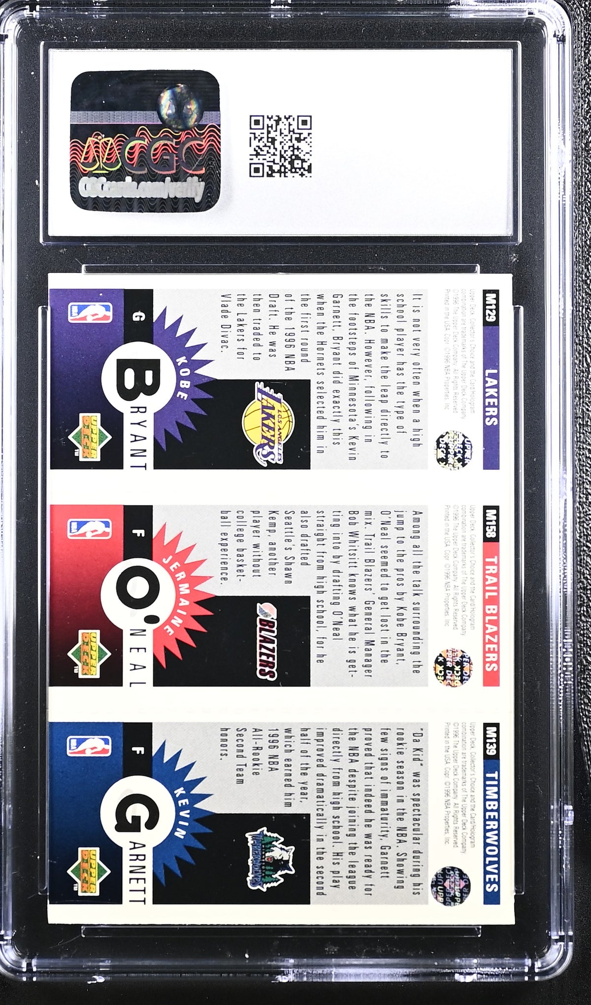 1996-97 Collector's Choice Garnett O'Neal Kobe Bryant Rookie Mini Cards CGC 7
