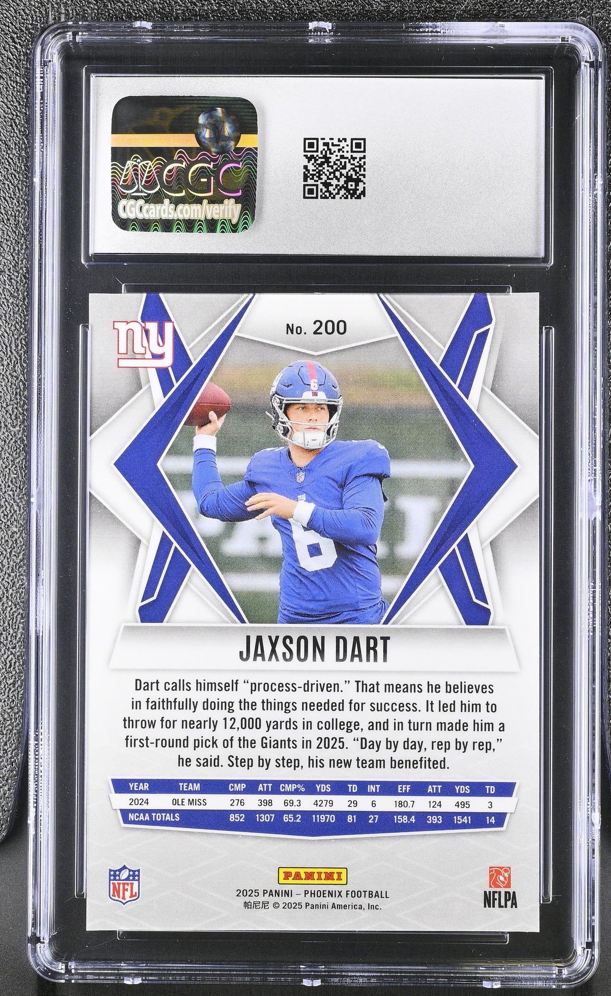 2025 Panini Phoenix Jaxson Dart Silver Pandora Rookie #200 CGC 10 Giants