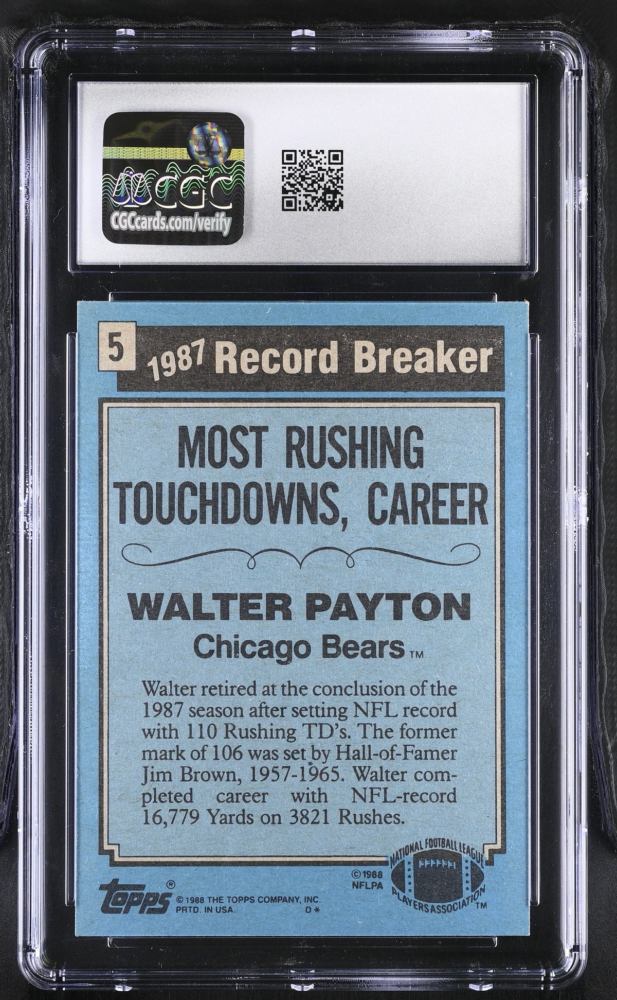 1988 Topps Walter Payton '87 Record Breaker #5 CGC 9 Chicago Bears
