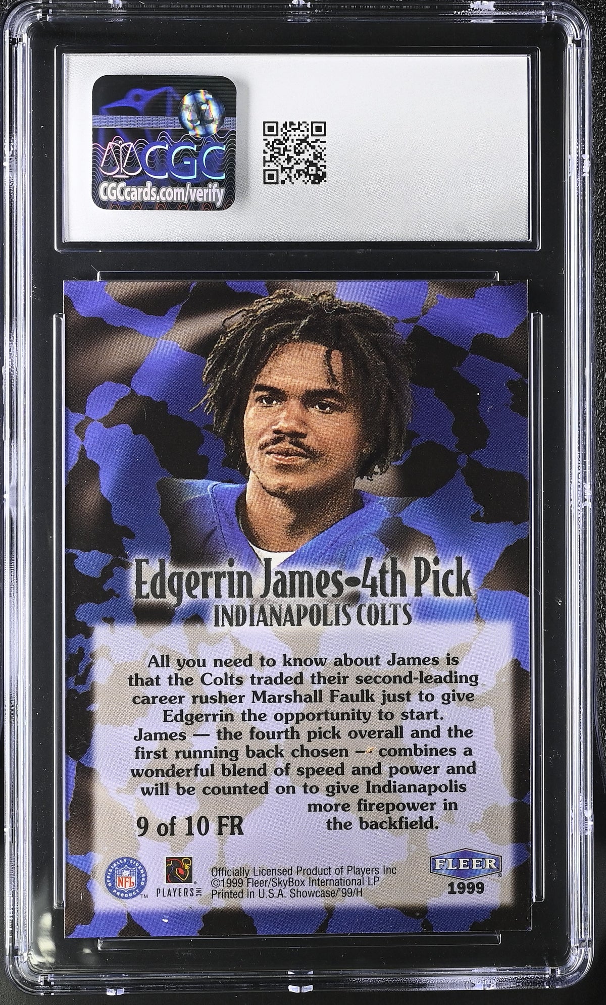 1999 Flair Showcase Edgerrin James First Rounders #9FR CGC 9