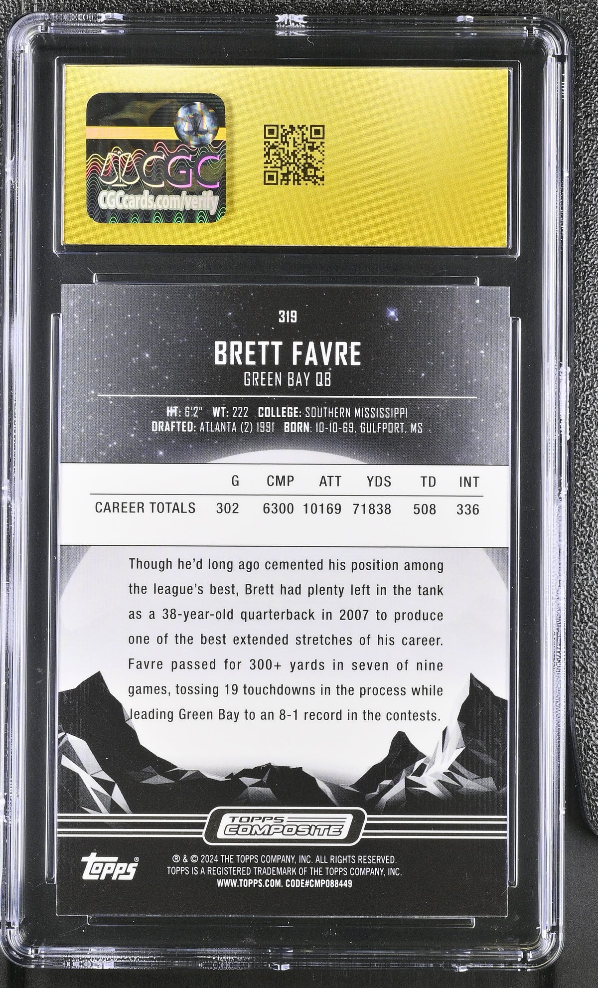 2023 Topps Composite Brett Favre Dusk /75 Midnight #319 CGC 10 Pristine Packers