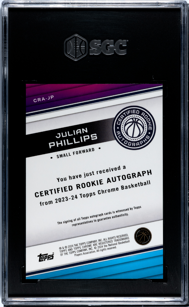 2023 Topps Chrome Julian Phillips Rookie Autograph Red Geom. #CRA-JP SGC 9.5
