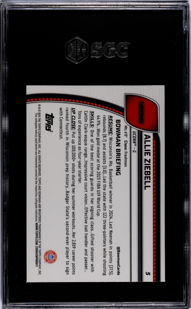 2024 Bowman U Chrome Allie Ziebell Green Shimmer Refractor #5 SGC 9.5