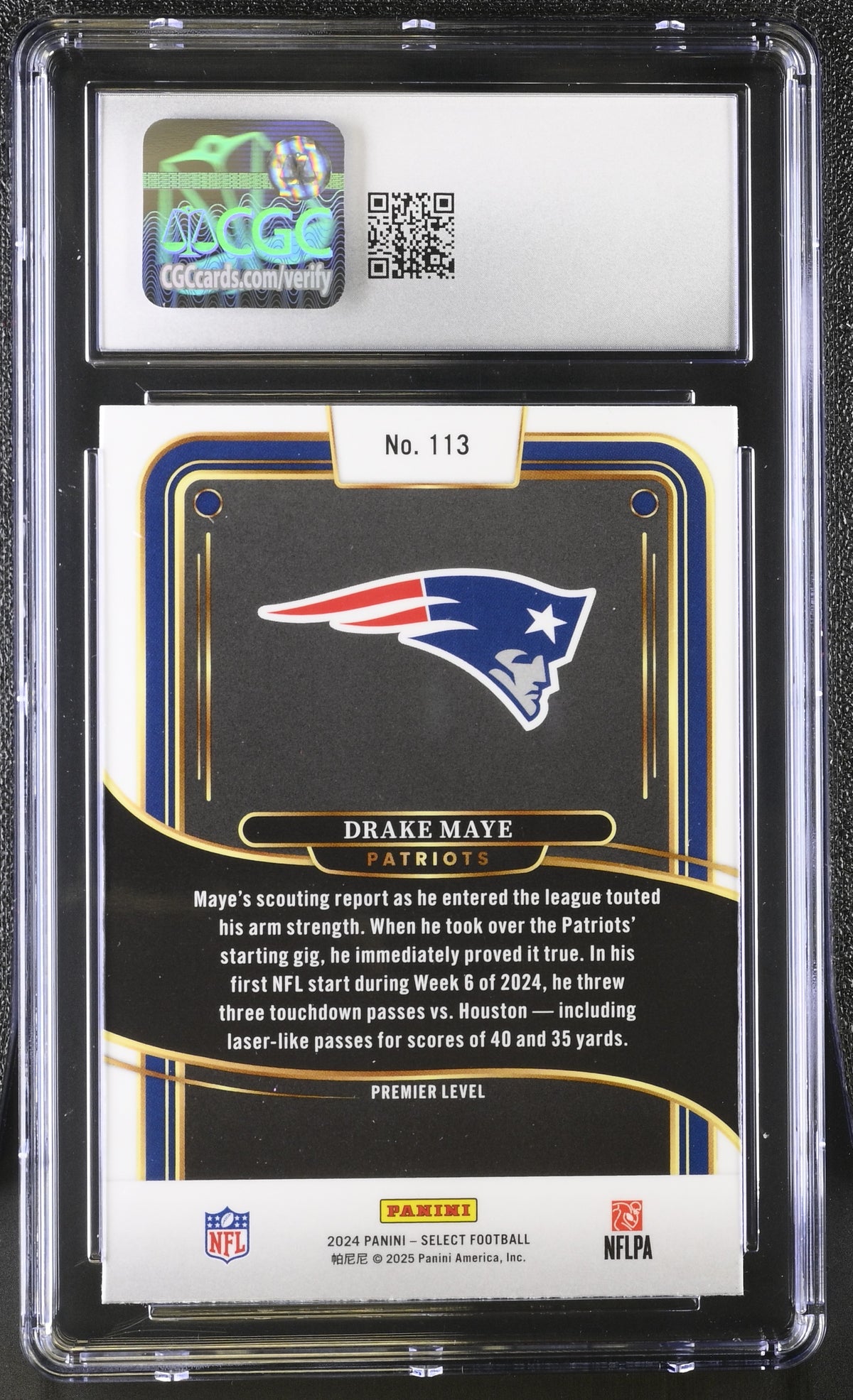 2024 Panini Select Drake Maye #113 CGC 9 New England Patriots