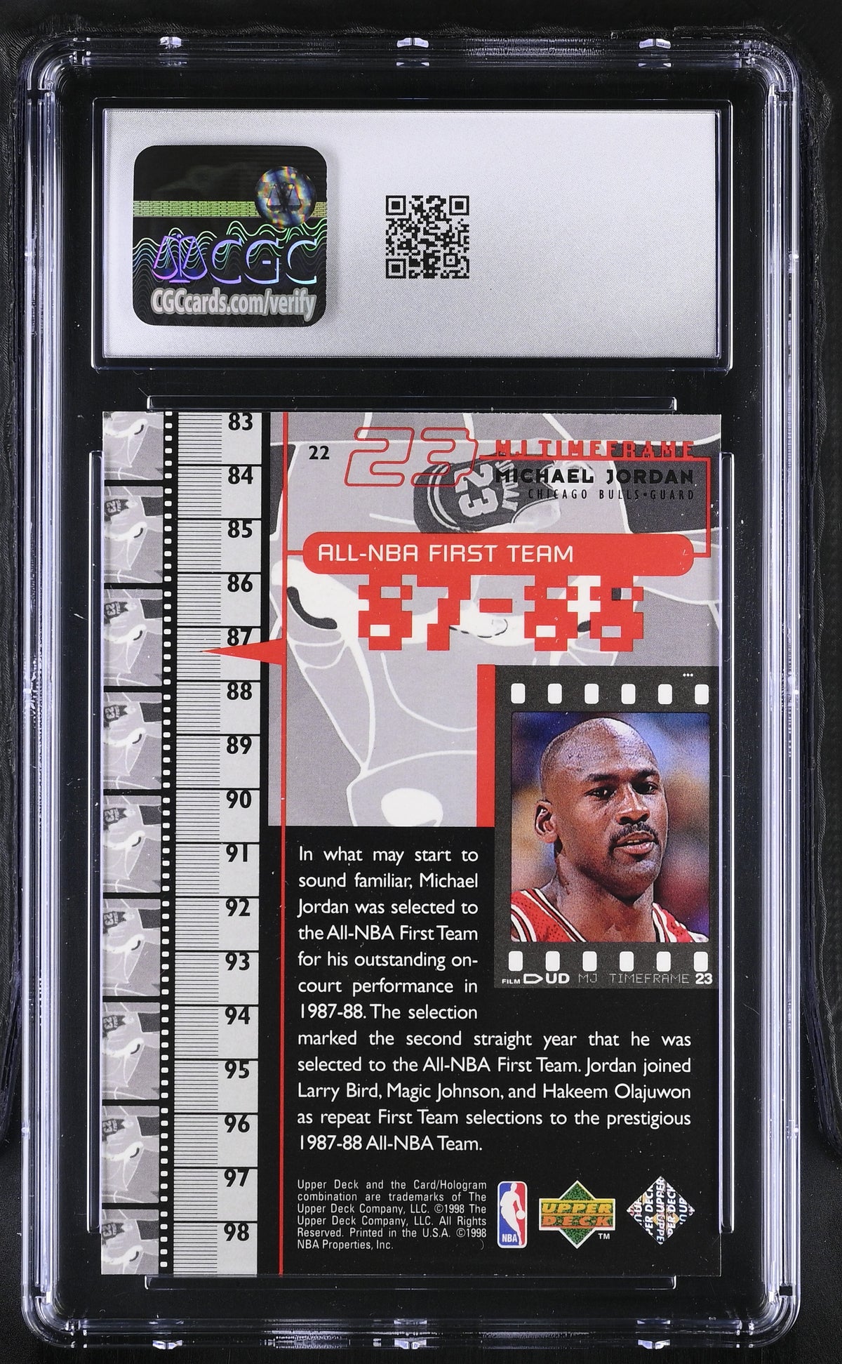 1998 Upper Deck MJ Living Legend Michael Jordan #22 CGC 9 Chicago Bulls