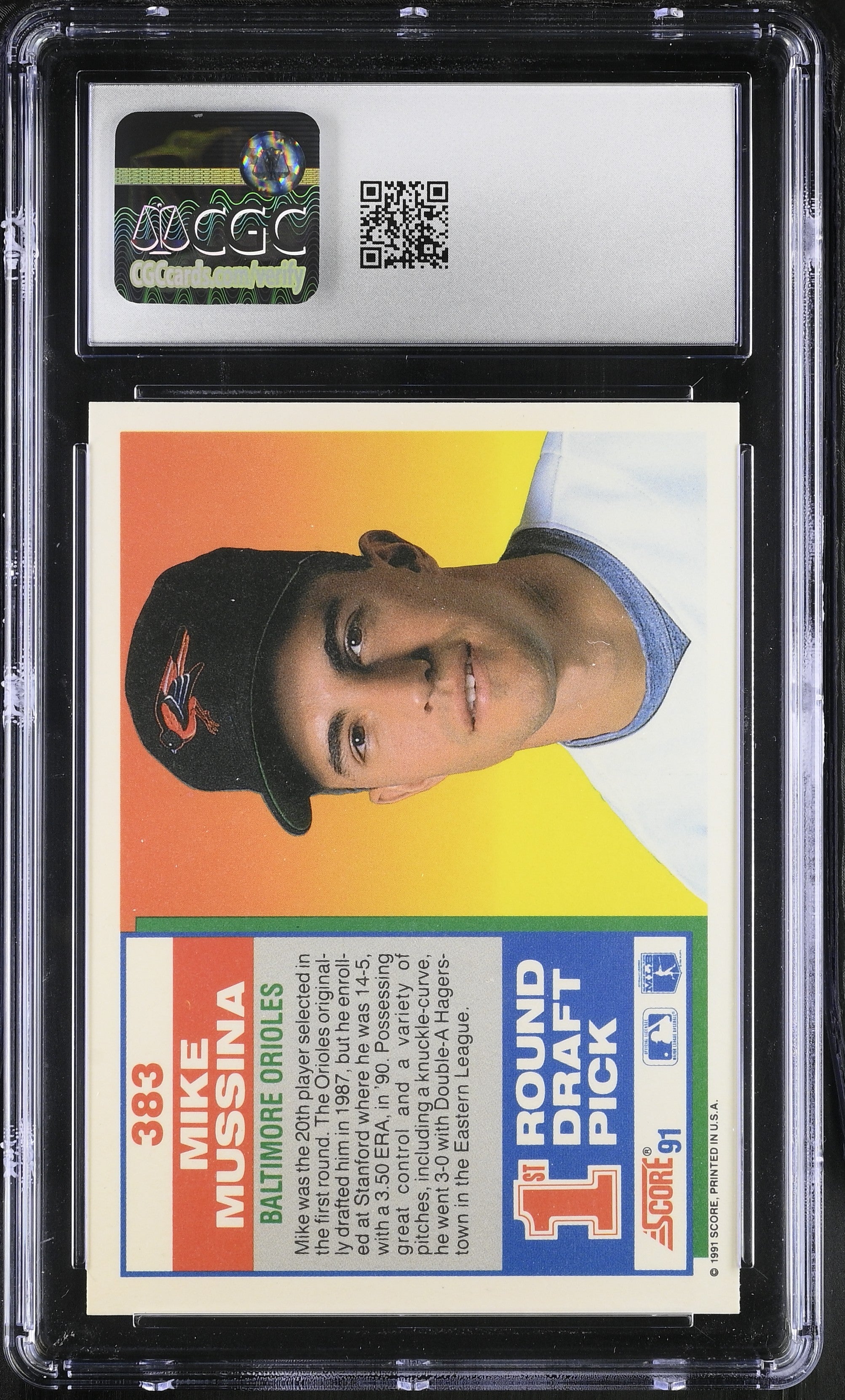 1991 Score Mike Mussina #383 CGC 9.5