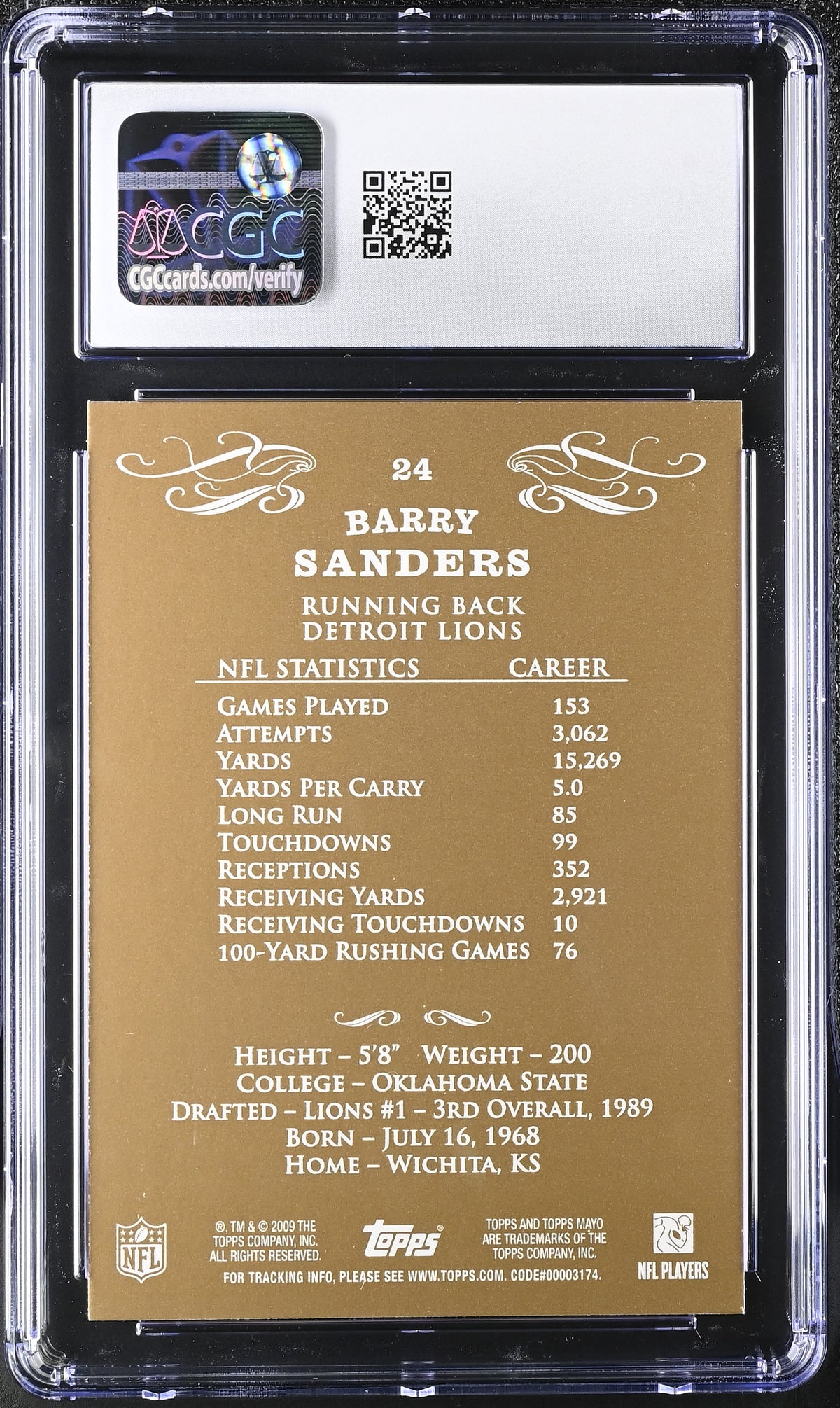 2009 Topps Mayo Barry Sanders #24 CGC 9.5 Detroit Lions