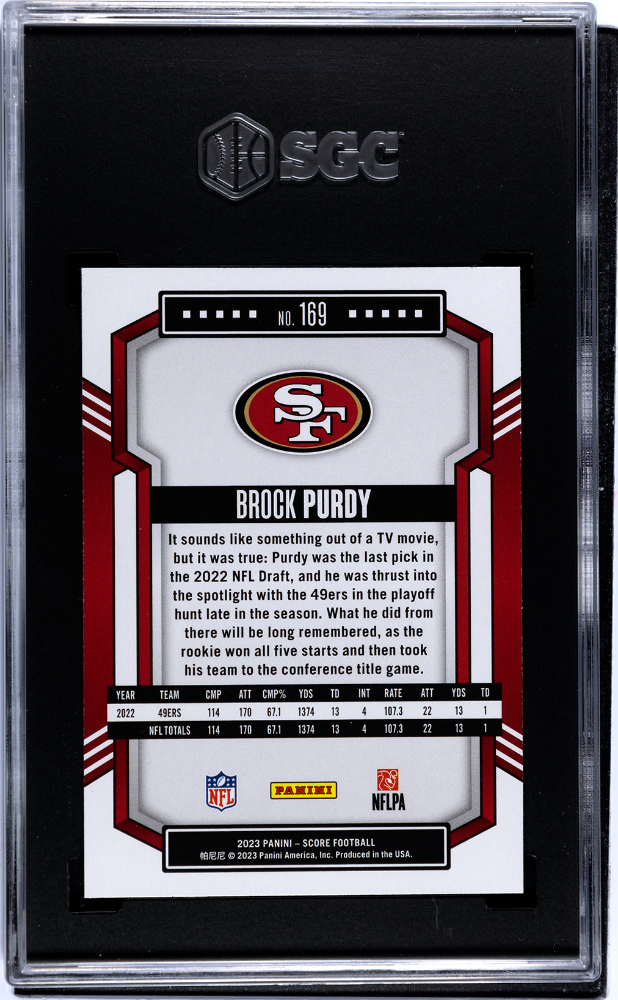 2023 Panini Score Brock Purdy #169 SGC 9.5